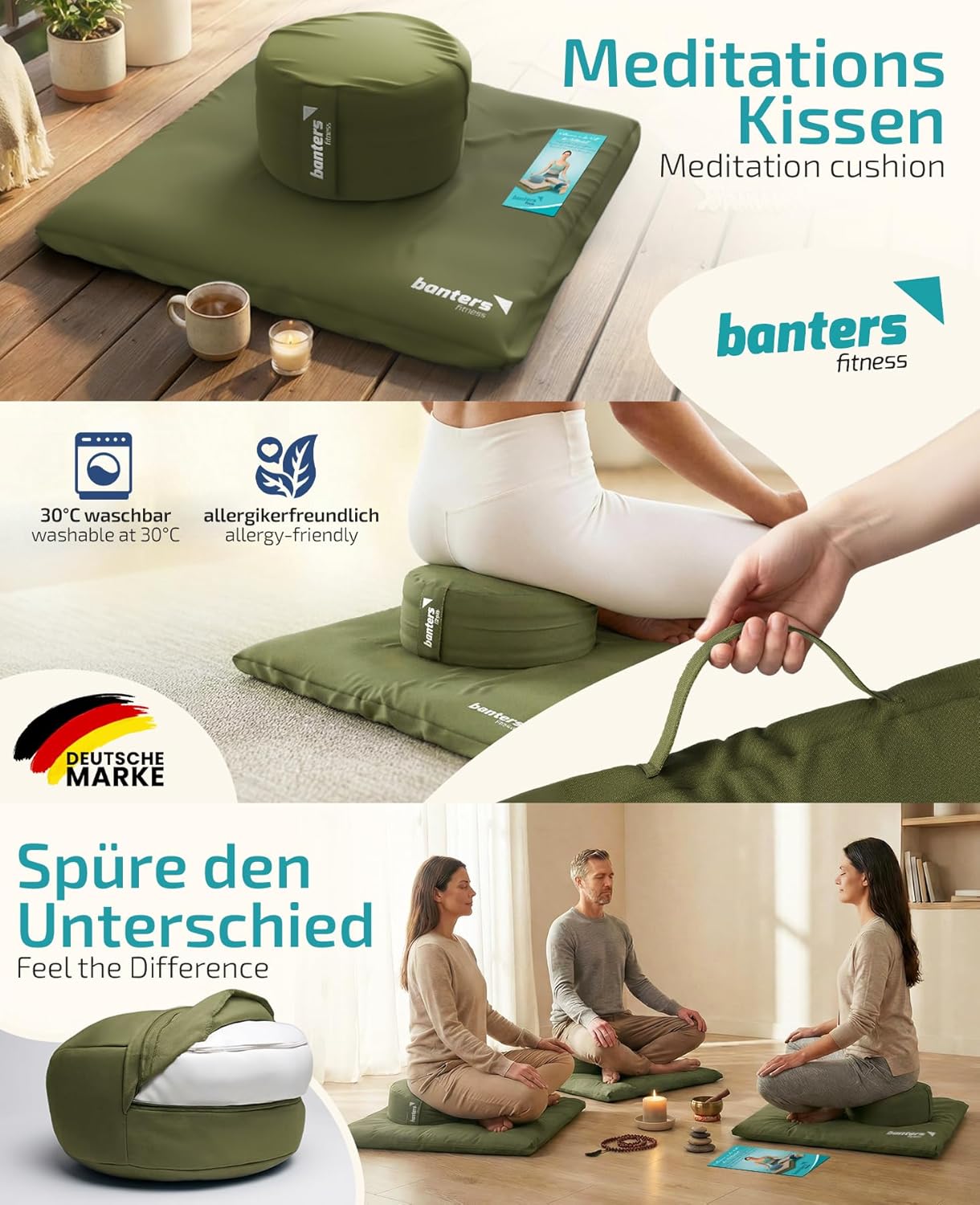Meditationskissen Set, Grün