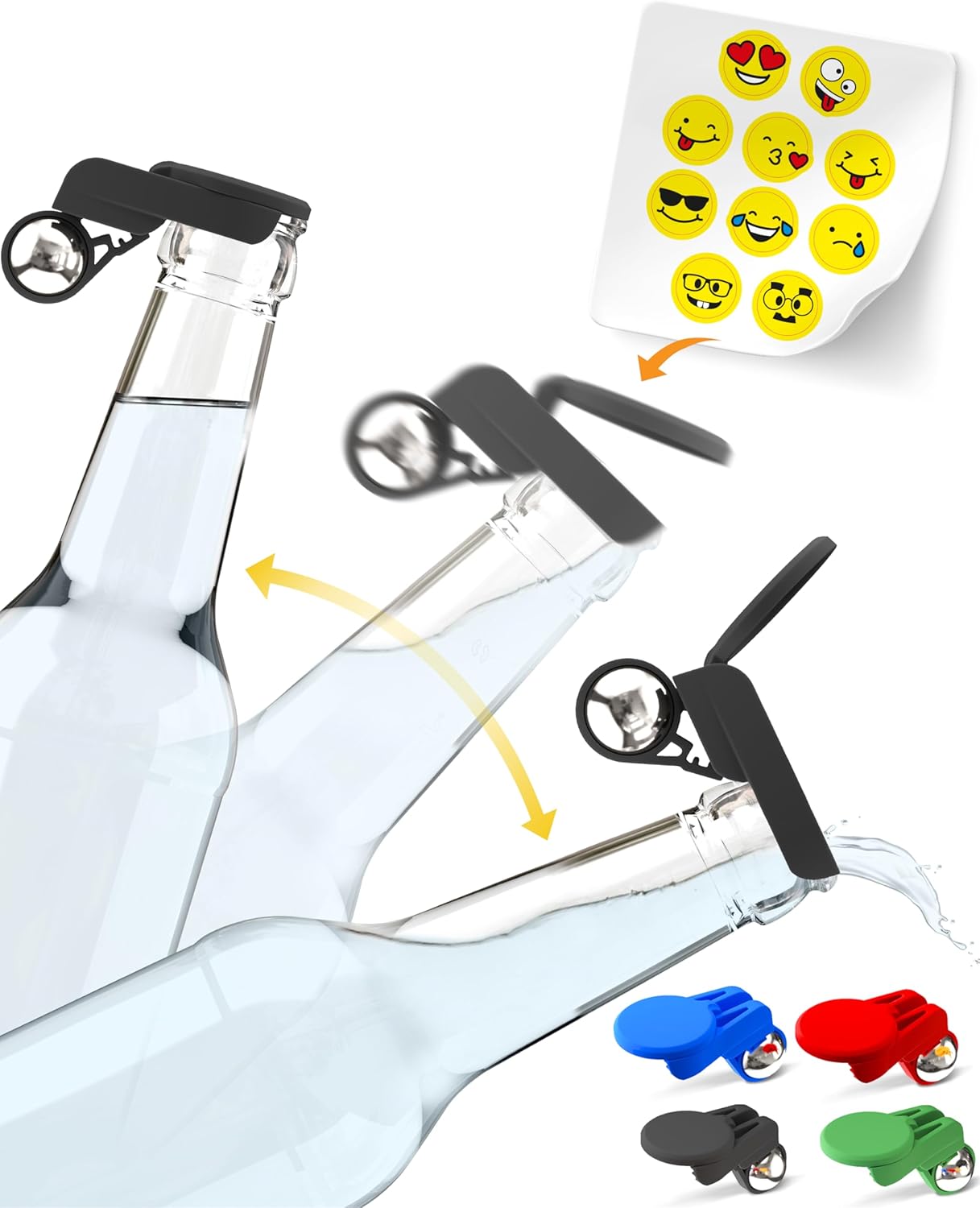 5-teiliges Flaschenverschluss Wespenschutz-Set, 5 X Bunt + Smileys