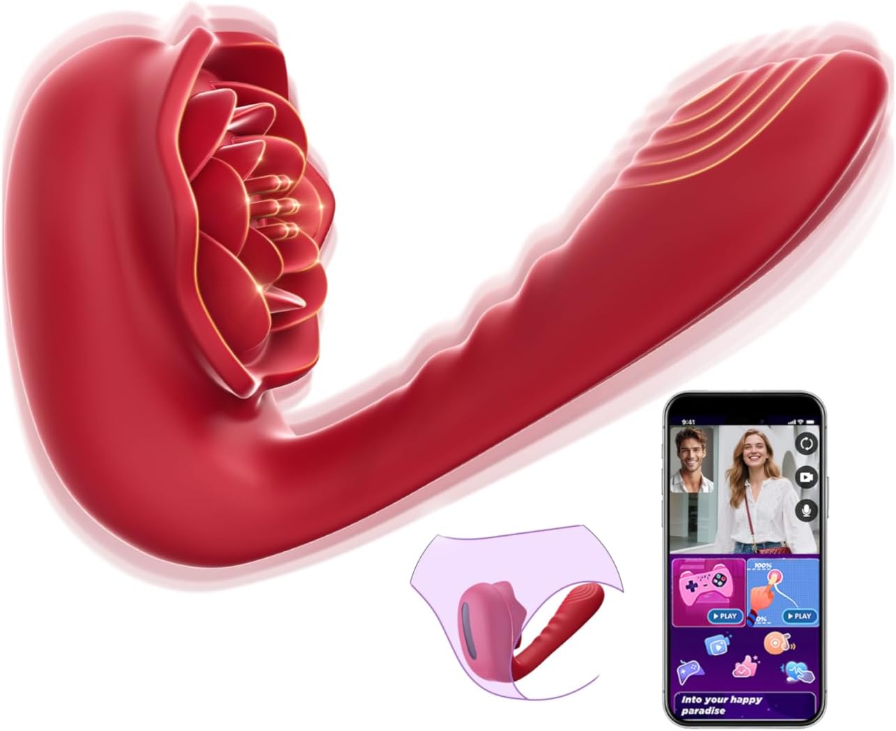 Rosen Vibrator mit KI-Steuerung, 9 Modi, leise, App-gesteuert