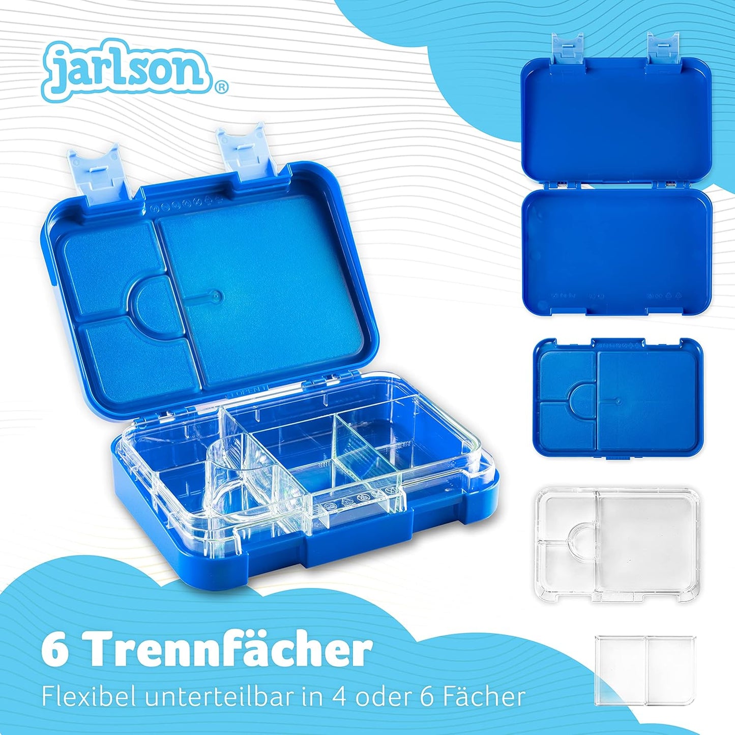 Auslaufsichere Bento Lunchbox mit Trennfächern Toni, Haie 2.0