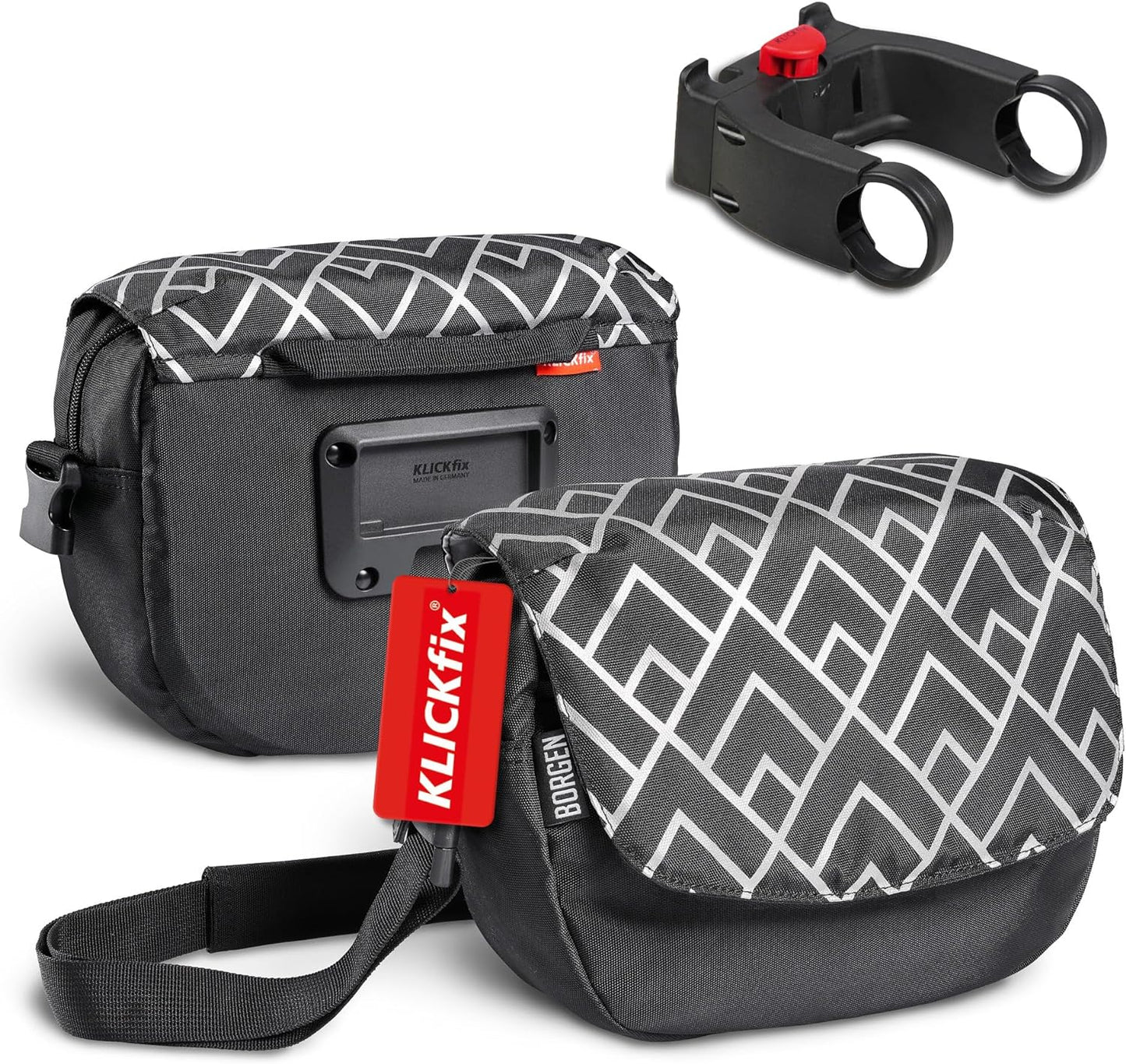 Lenkertasche KLICKfix, Mit Adapter, Schwarz Reflektor