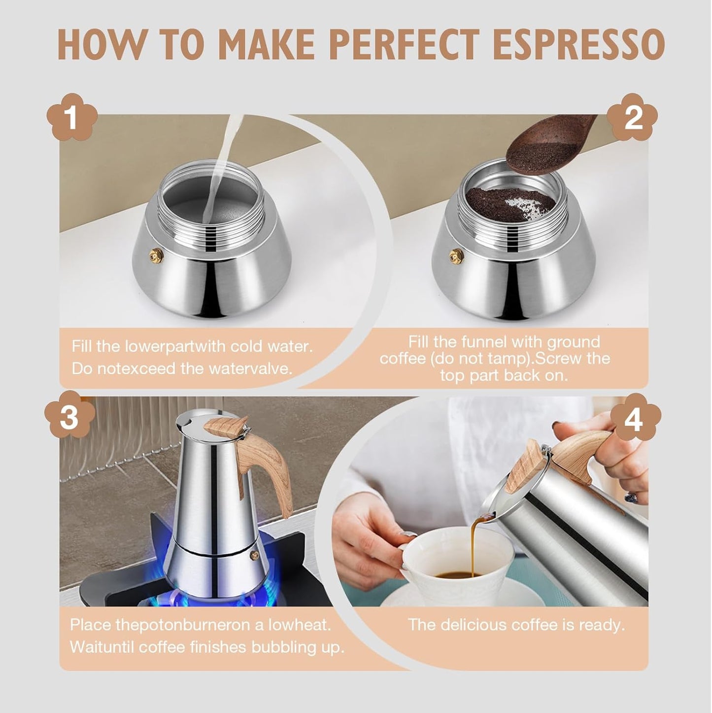 Espressokocher Edelstahl Mokkakanne 350ml