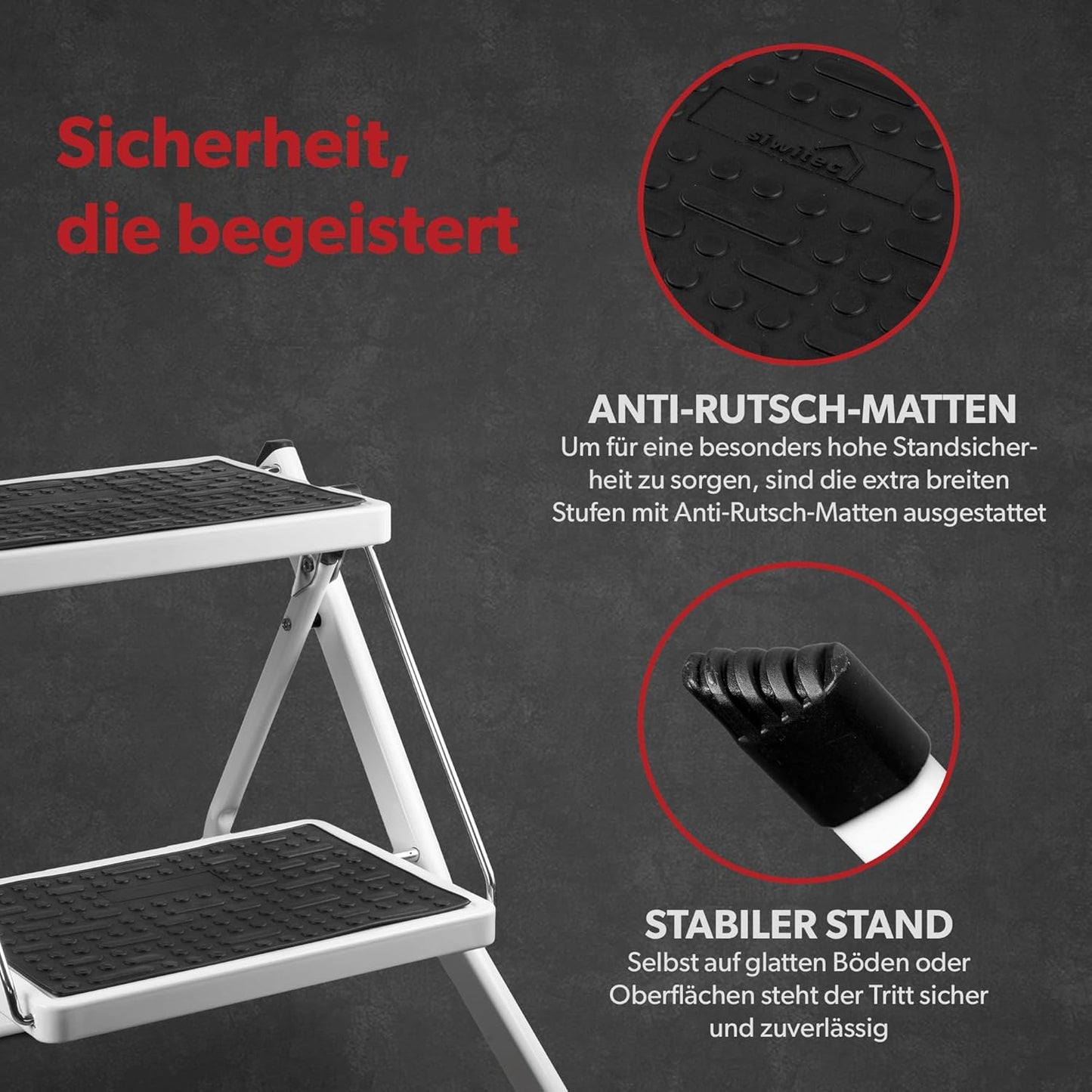 Klapptritt mit 2 Stufen, 2-stufig Weiss