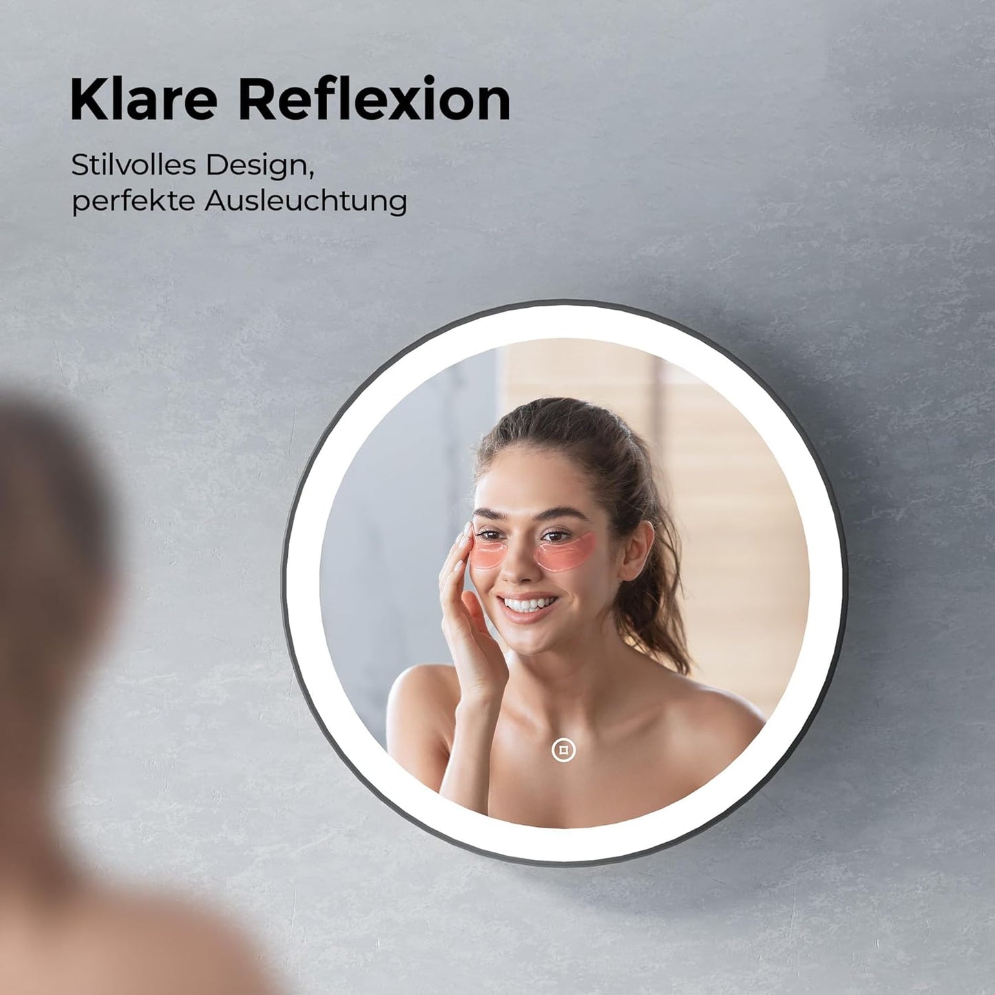 Runder LED Badezimmerspiegel 60cm Dimmbar Touch, 60L x 60B cm, 6500k Kaltweiß Licht