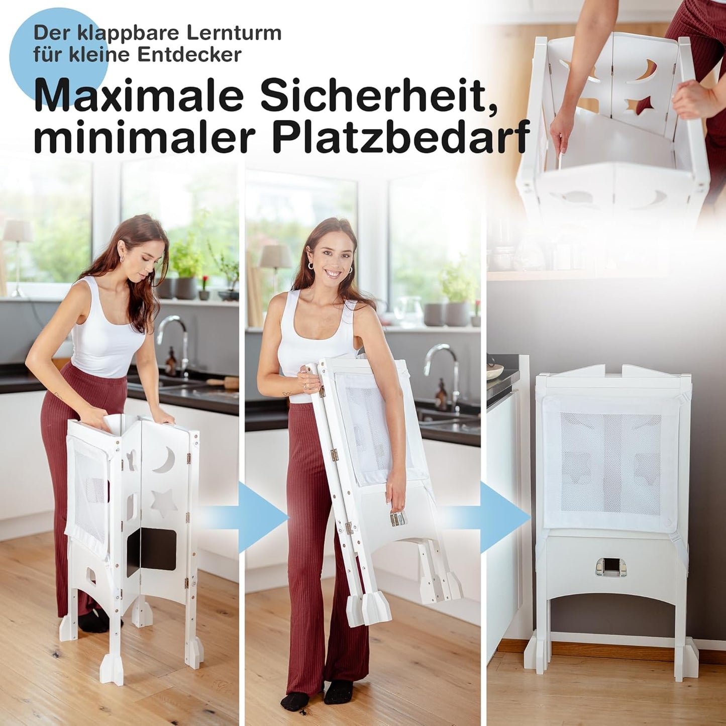 Lernturm klappbar mit Sicherheitsnetz, Weiß