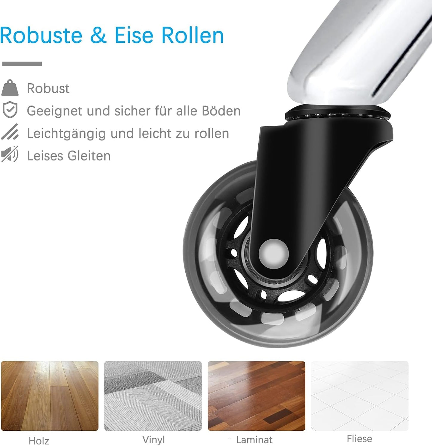 Höhenverstellbarer Rollhocker 360° drehbar, Weiss