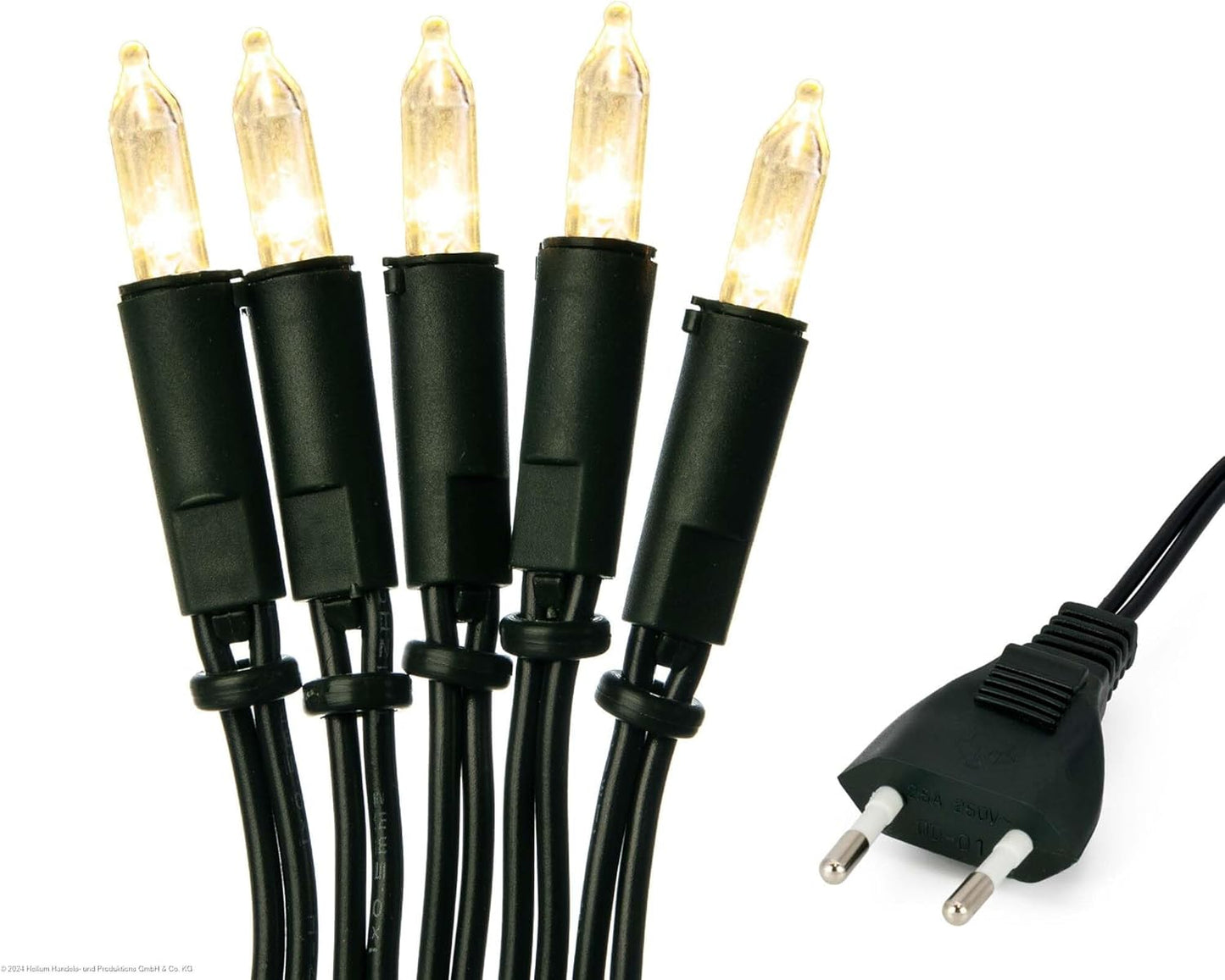 LED-Lichterkette für Innen (35 LEDs, 5,1 m), Warmweiß / Kabel Grün / Mini Pisello 35 LED / 5,1m beleuchtet