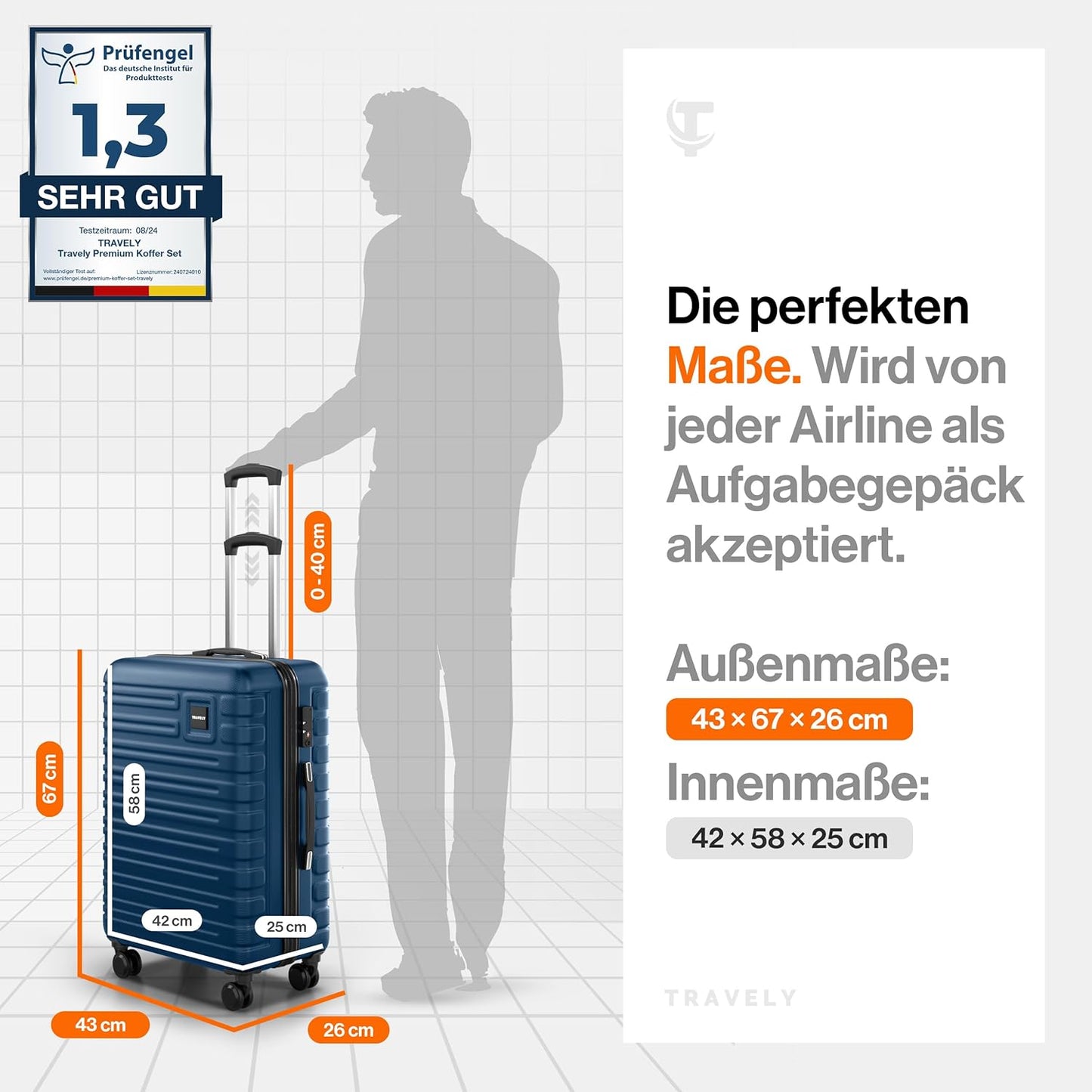 Robuster Hartschalenkoffer, L Tiefseeblau