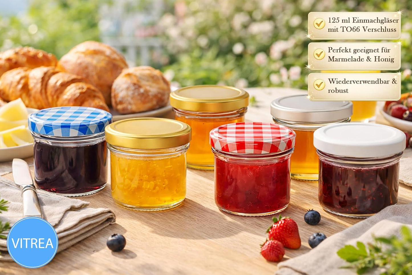 Marmeladengläser Set mit Schraubdeckel (50x 125 ml), 125 ml 50