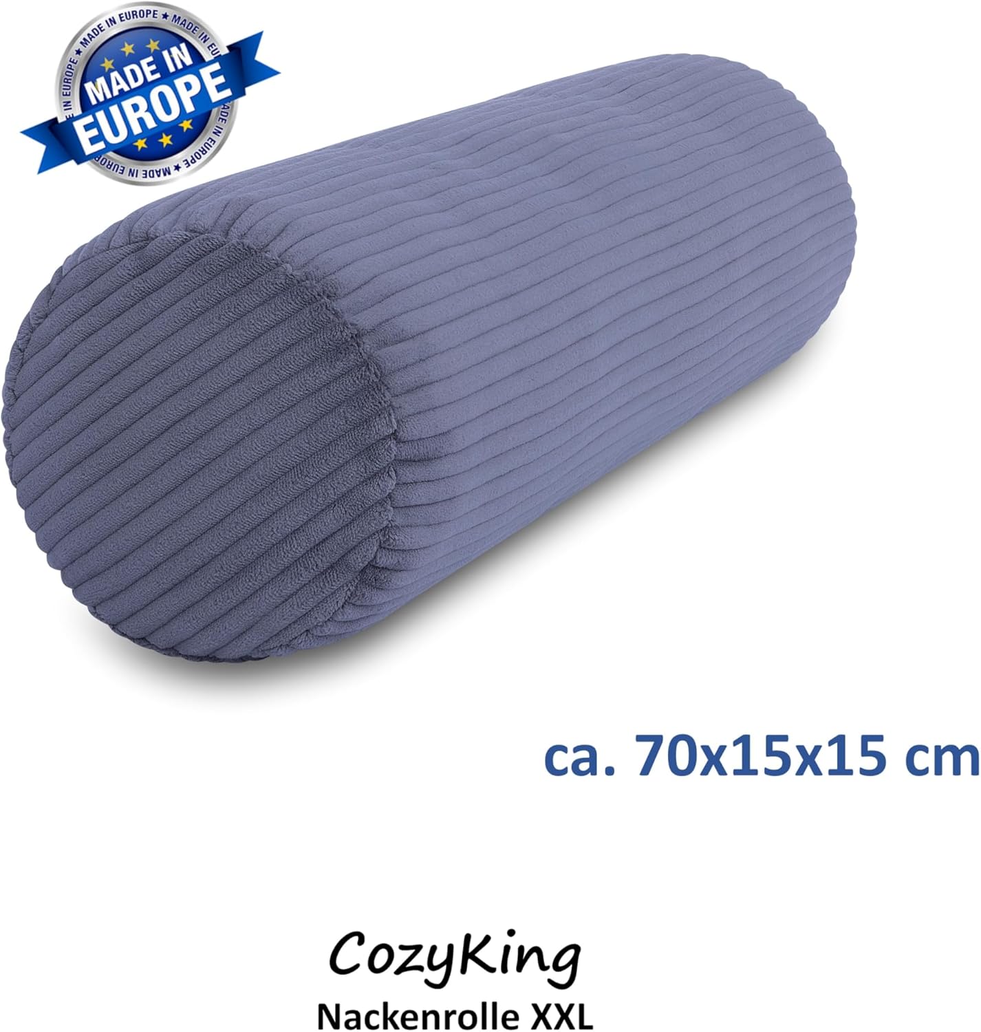 Nackenrolle in Cord Optik, Cord Grau 15 x 70 cm