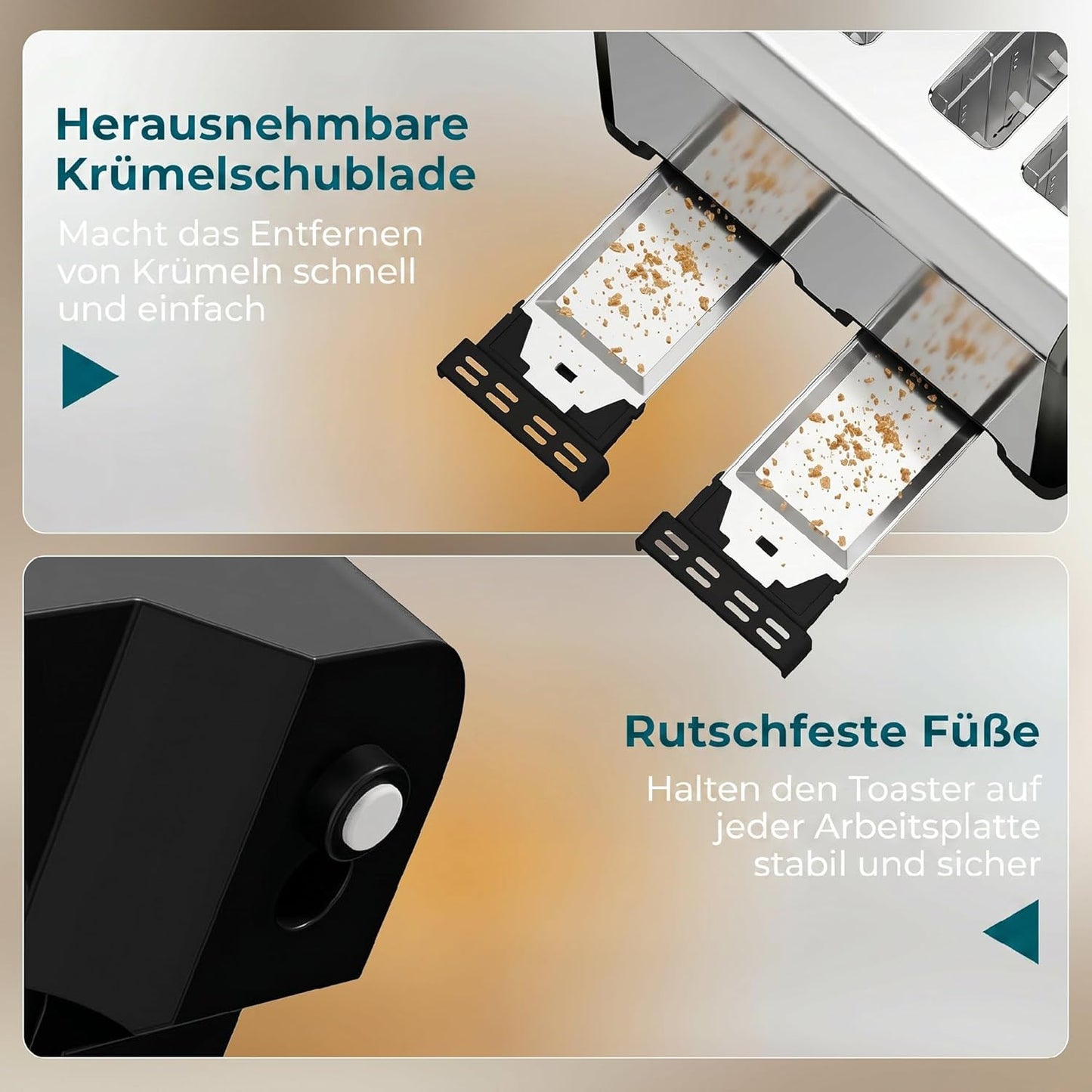 4-Scheiben Toaster mit 7 Bräunungsstufen