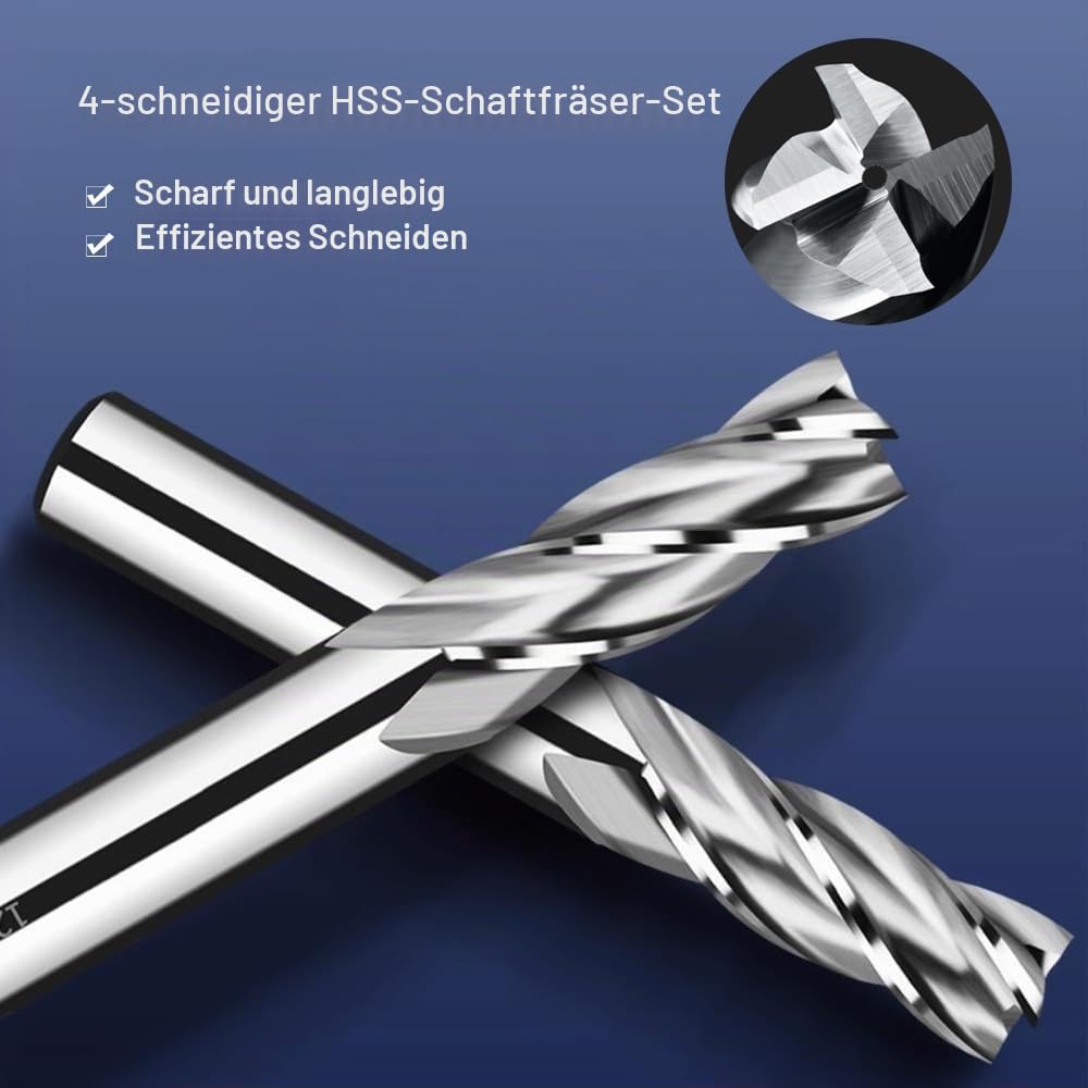 HSS Schaftfräser Set, 10 Stück, 2-12 mm, 10 Pieces-2/3/4/5/6/7/8/9/10/12mm
