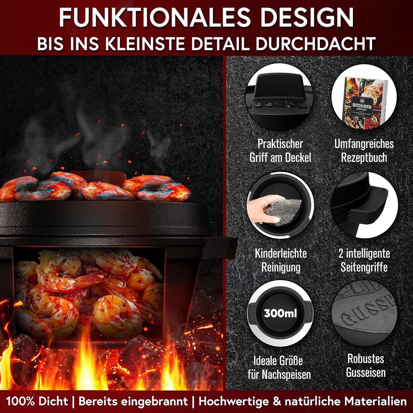 4-teiliges Mini Dutch Oven-Set, 4x Mini-Dutch oven