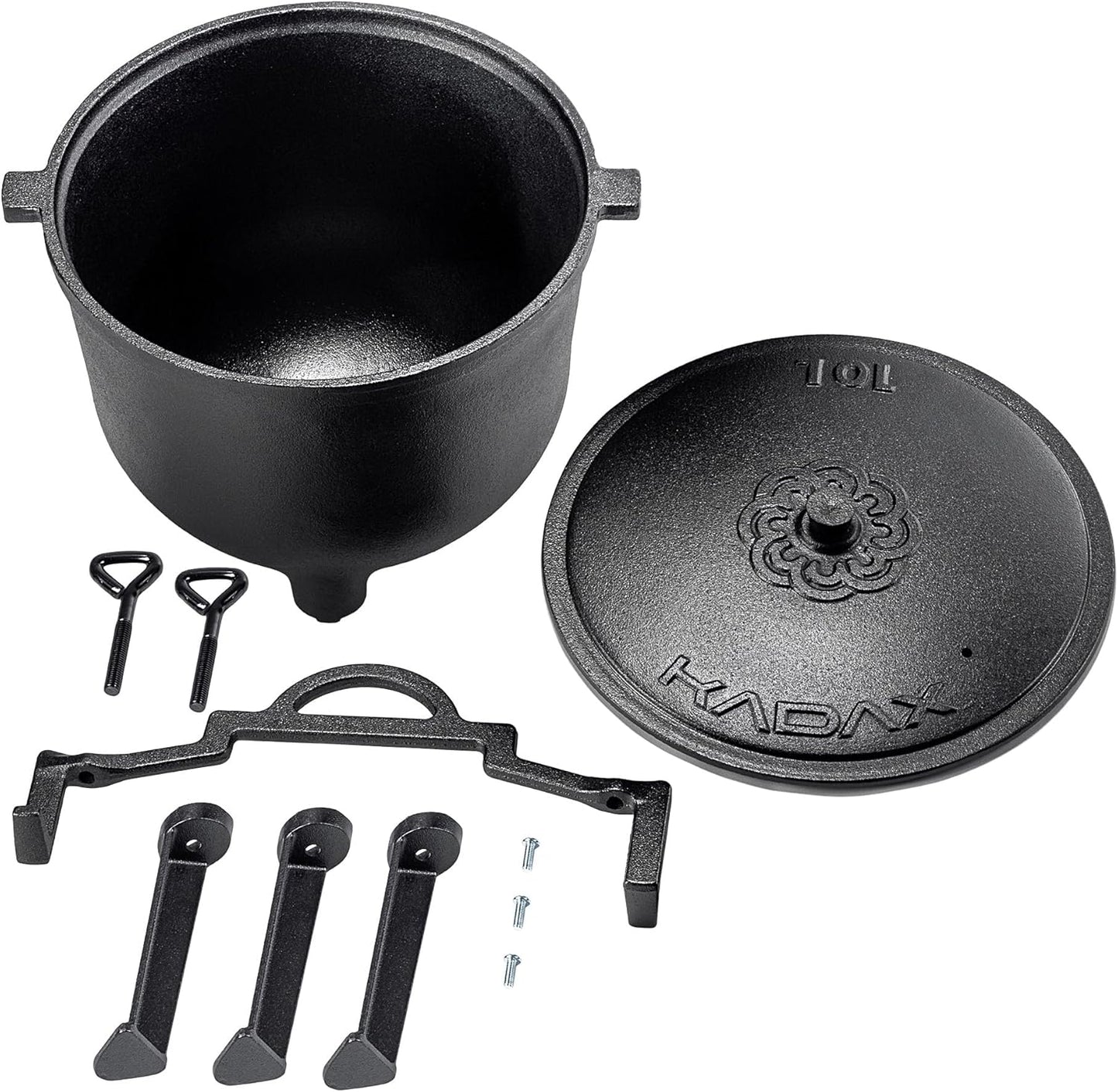 Jagdkessel Dutch Oven mit Deckel und Löffel, 10 L mit Löffel