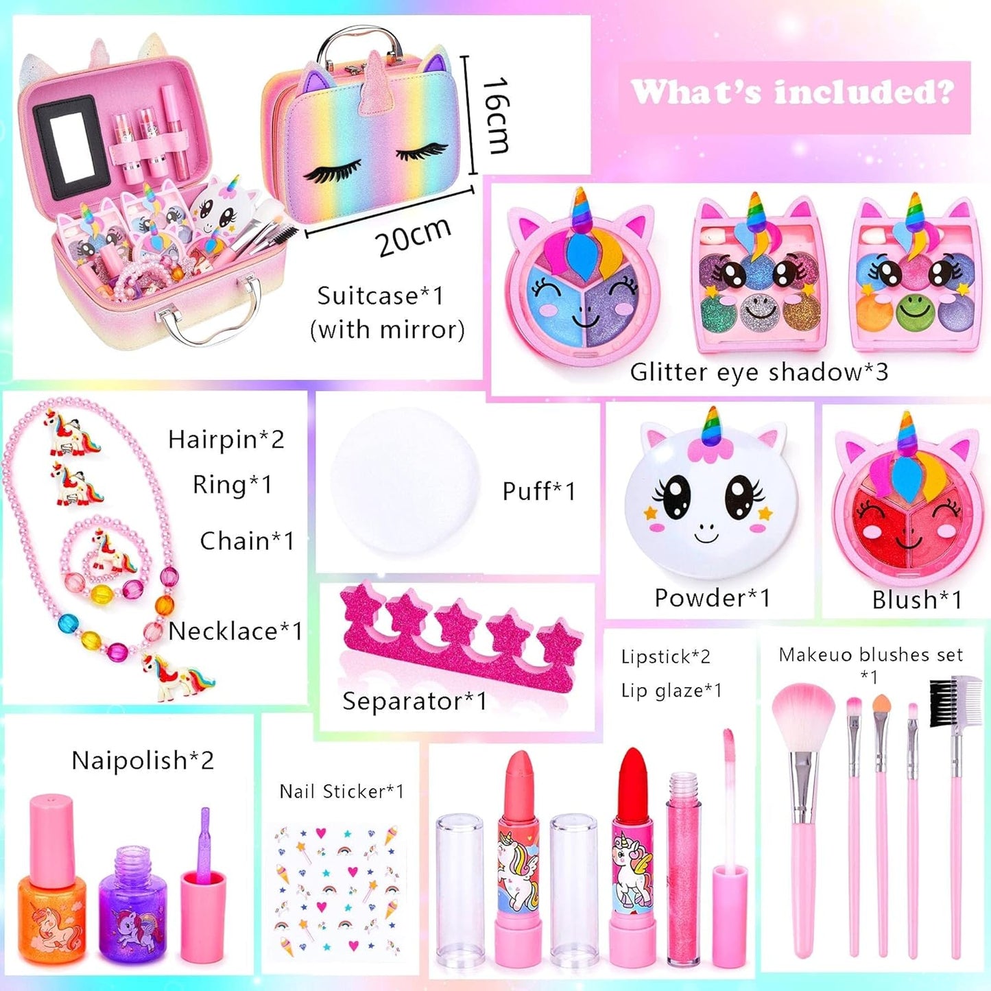 Kinderschminke-Set mit Einhorn-Kosmetiktasche