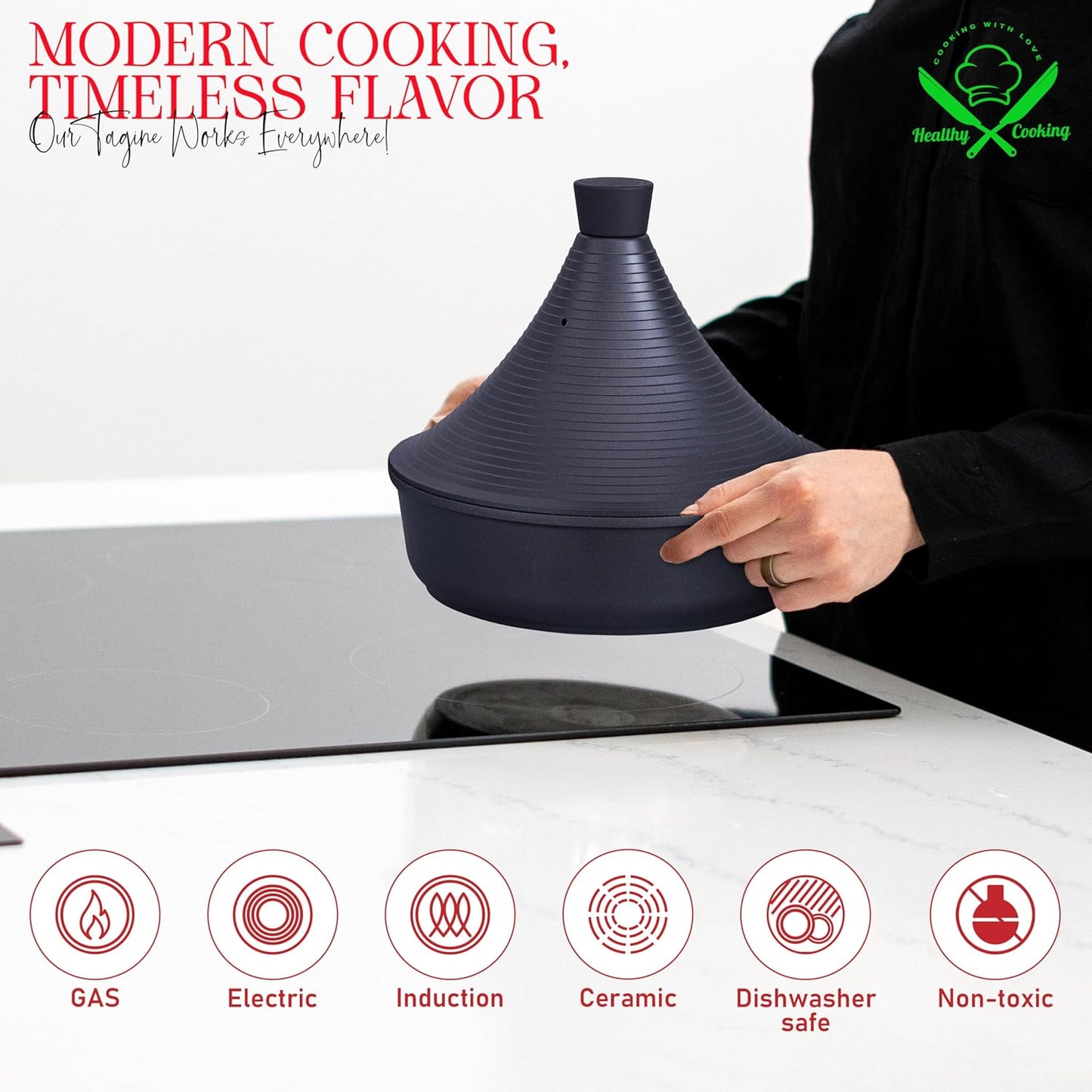 Marokkanischer Tajine Kochtopf, Schwarz
