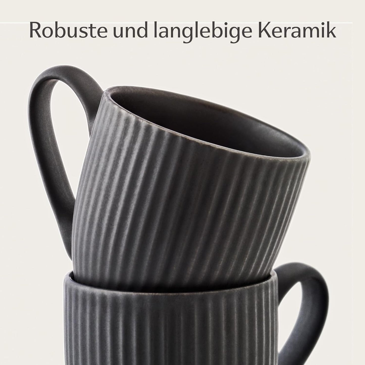 6er-Set Espressotassen mit Untertassen, Schwarz Espresso 90 ml