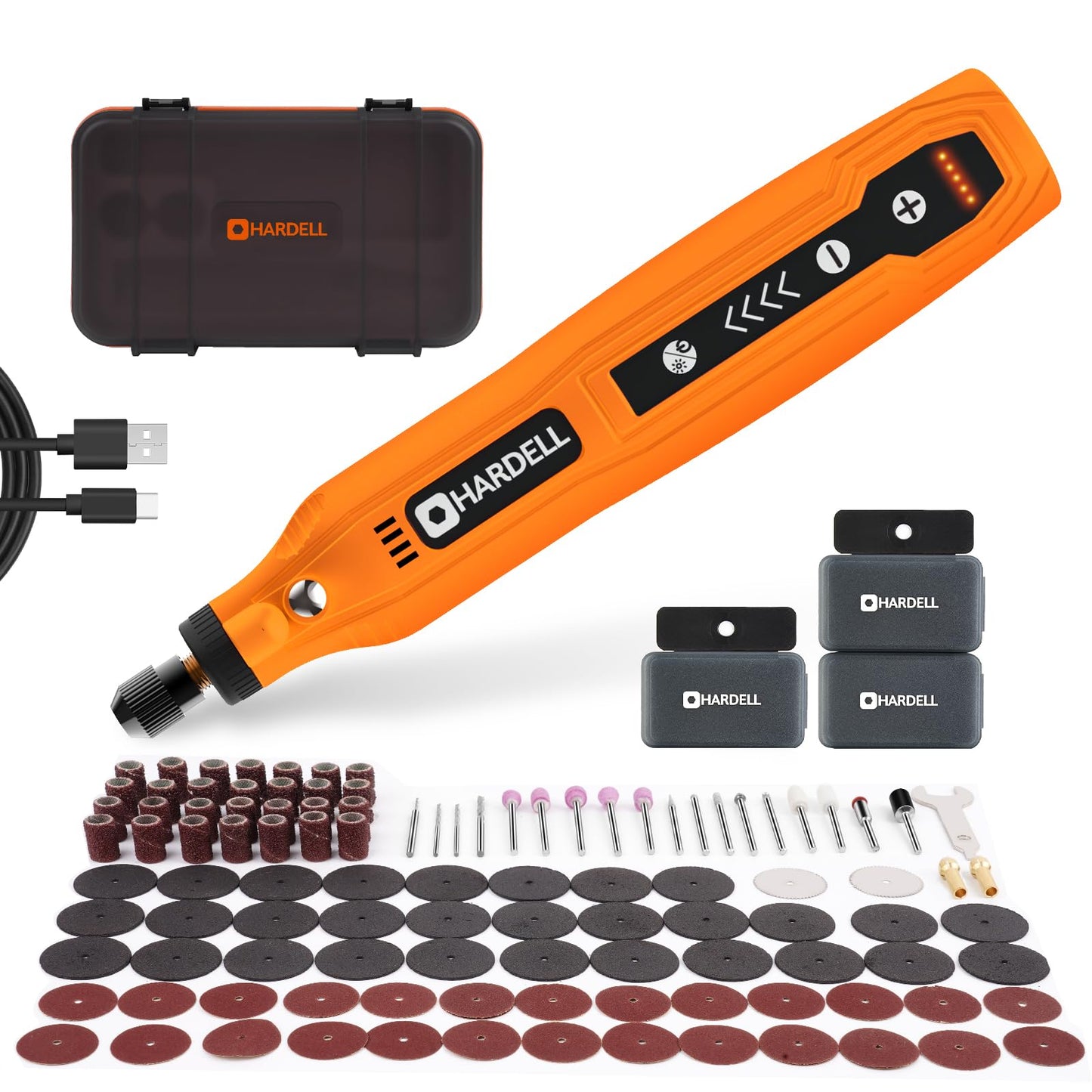 69-tlg. Mini-Akku-Rotationswerkzeug-Set, Orange-129pcs