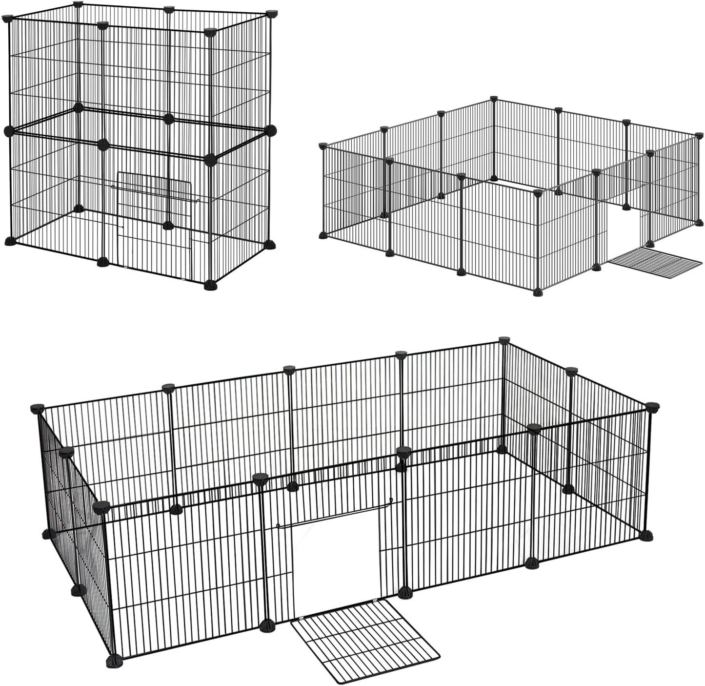 Kleintiergehege, Schwarz 142 x 36 x 72 cm