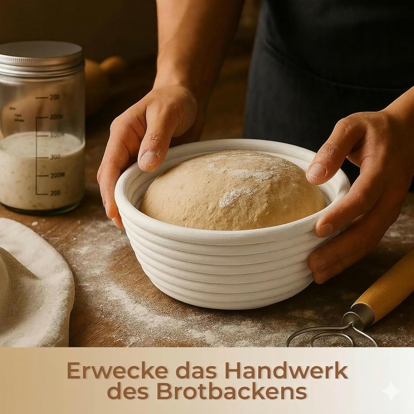 Sauerteig-Starter-Set mit Gärkörbchen