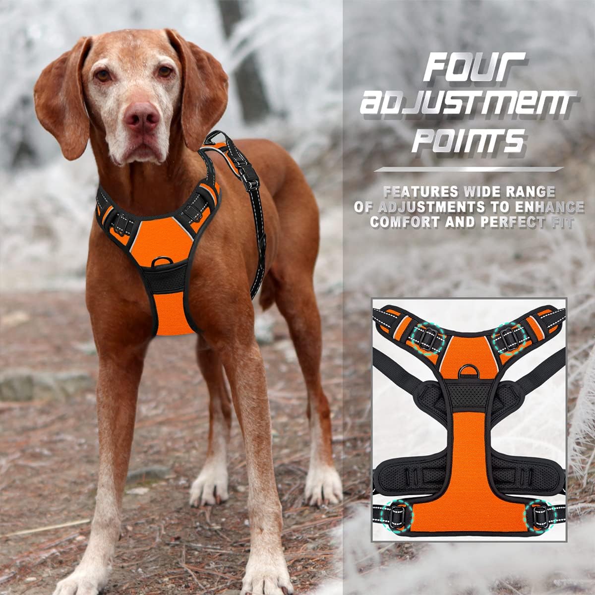 No-Pull Hundegeschirr, Medium(Chest:22-27") Orange