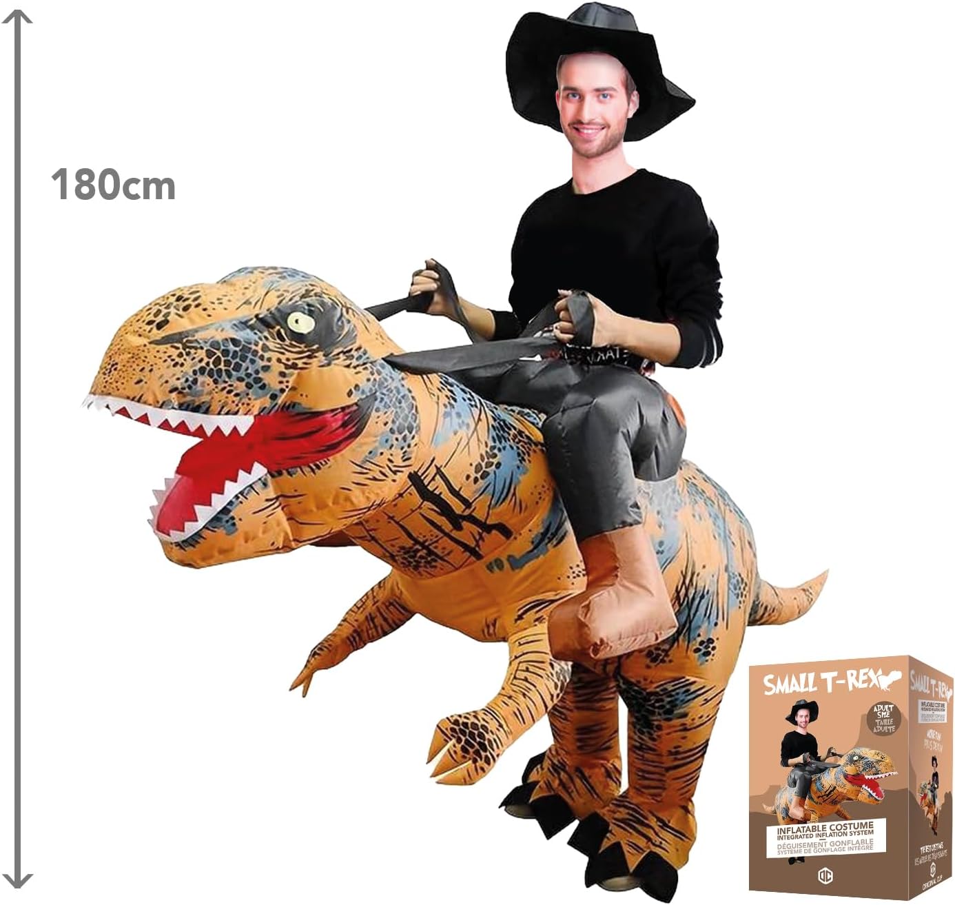 Aufblasbares T-Rex Kostüm mit Aufblassystem, Small T-rex