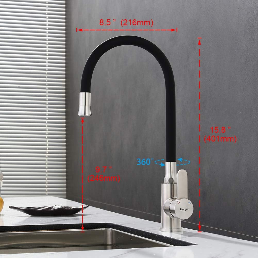 M22119-2 Wasserhahn mit flexiblem Auslauf, Schwarz