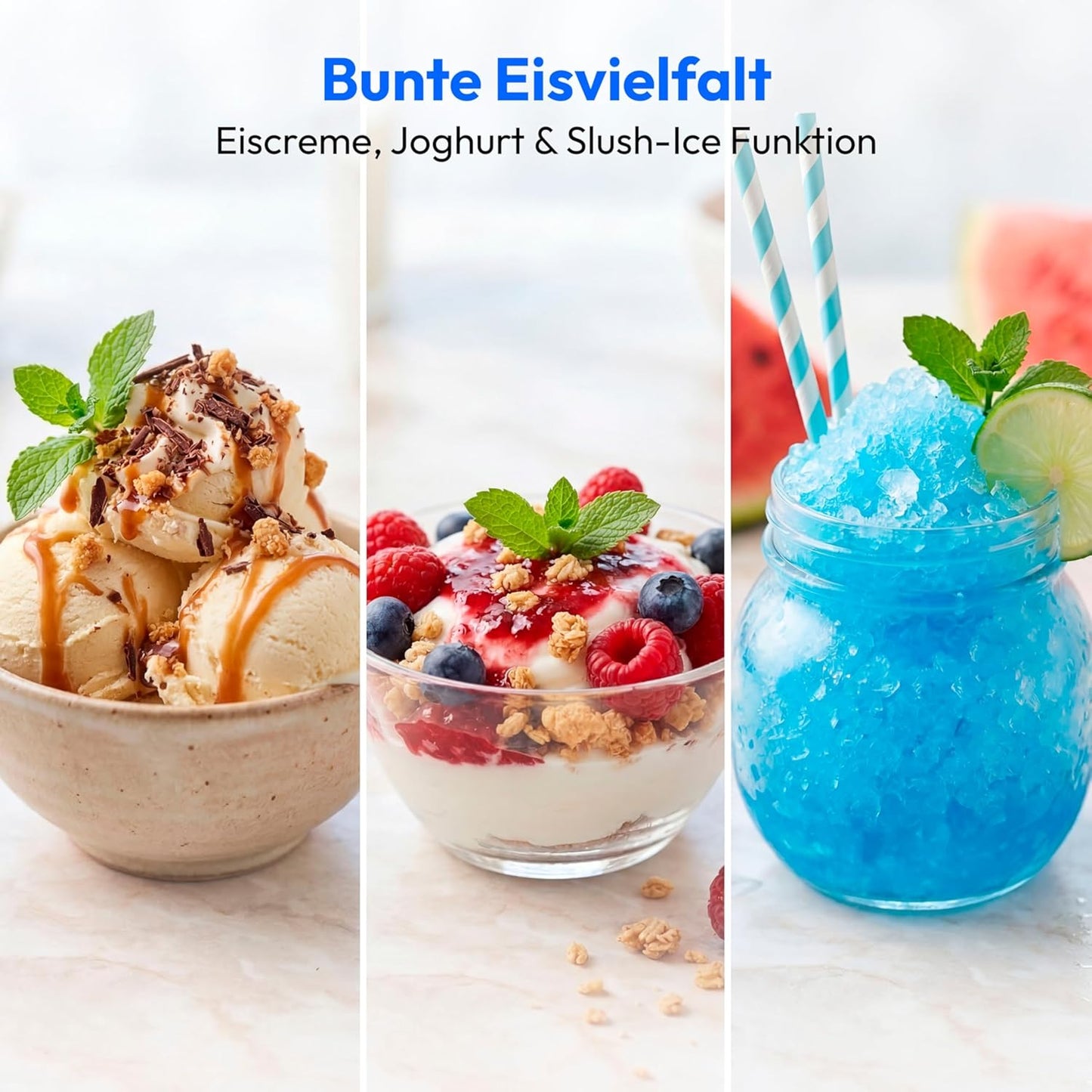 MD 100087 Speiseeisbereiter mit Kompressor und Touch-Display, Eiscreme, Joghurt & Slush