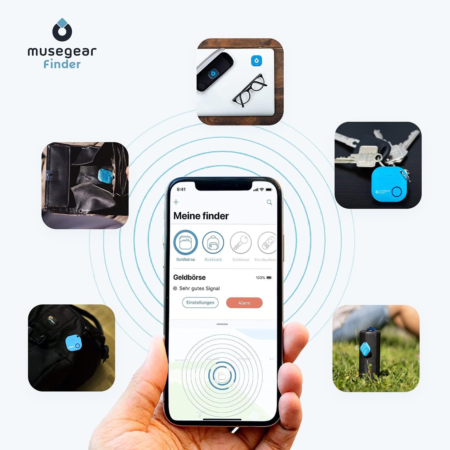Bluetooth Schlüsselfinder mit App-Unterstützung, Dunkelblau - 1 Stück