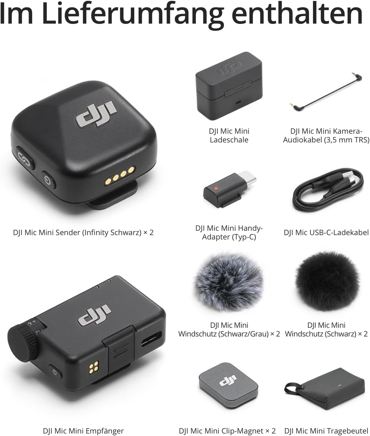 Mic Mini (2 Sender, 1 Empfänger, Ladeschale), Mic Mini (2 Sender + 1 Empfänger + Ladeschale) Standard