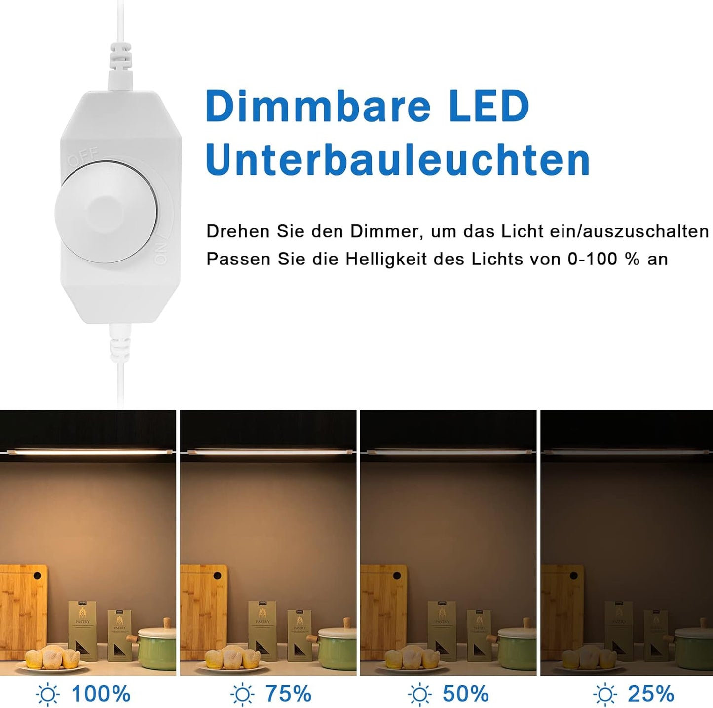6 Stück Dimmbare LED-Unterbauleuchten, 6000k Kaltweiss
