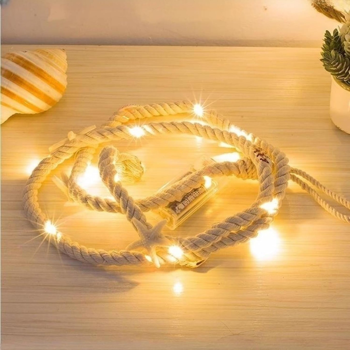 LED Muschel Lichterkette, 15 LEDs, batteriebetrieben, Beiges 1,5M 15 LED