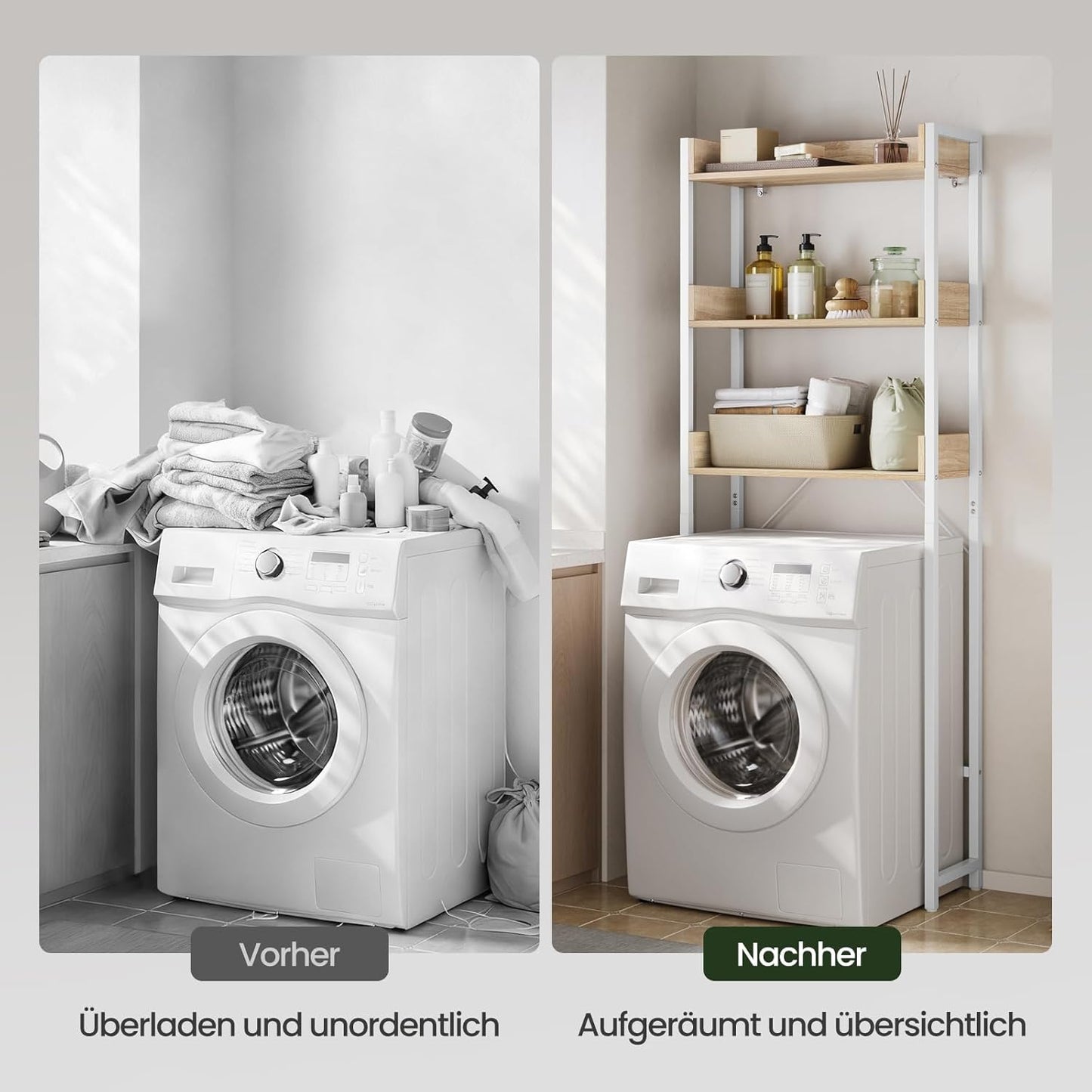 Waschmaschinenregal mit 3 Ablagen, platzsparend