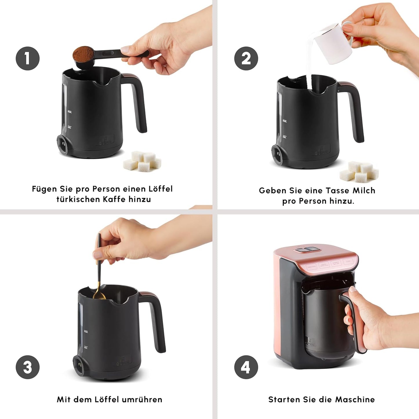 Hatır Köz Türkische Kaffeemaschine mit Milchfunktion, Roségold