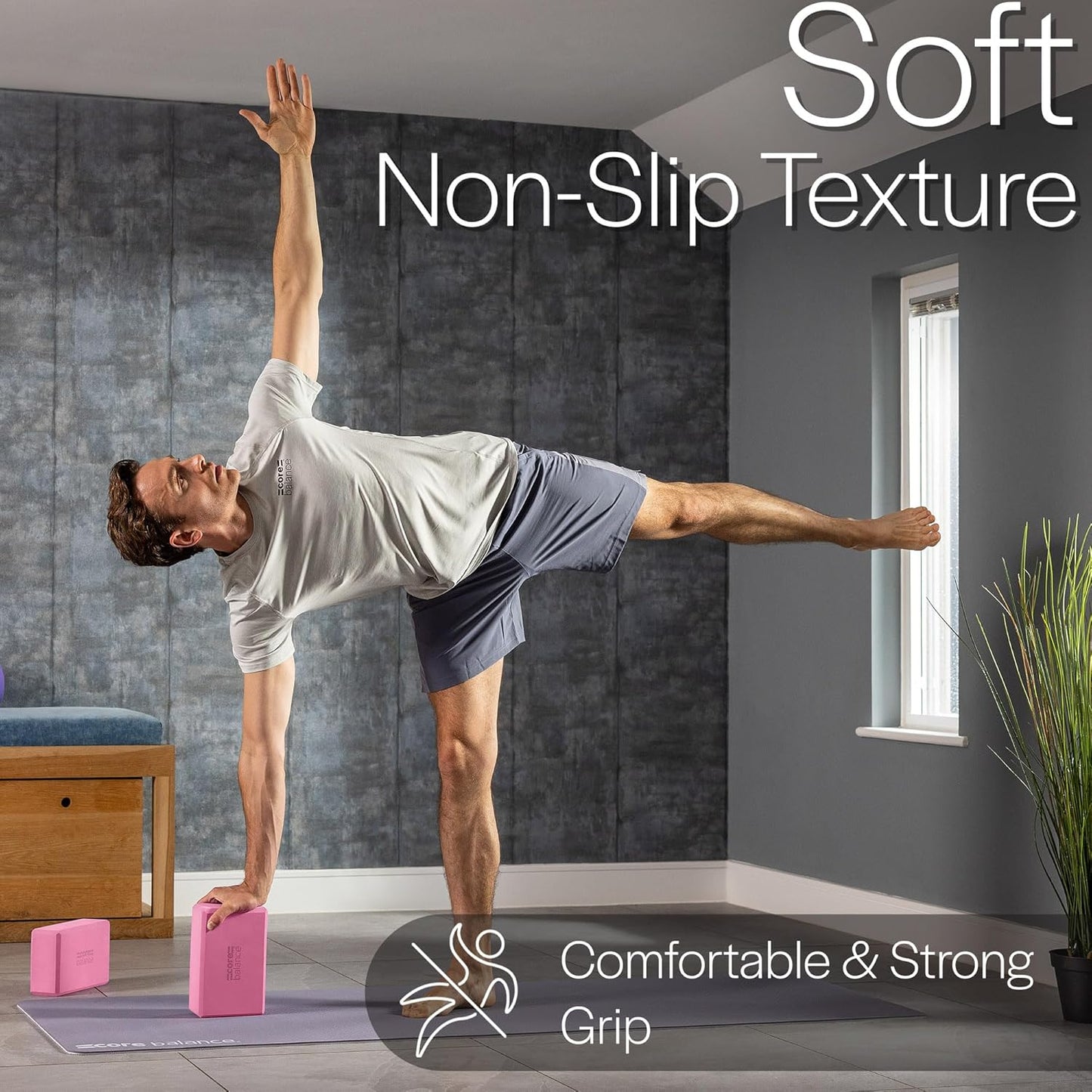 3-teiliges Yoga-Blöcke & Gurt-Set, Pink