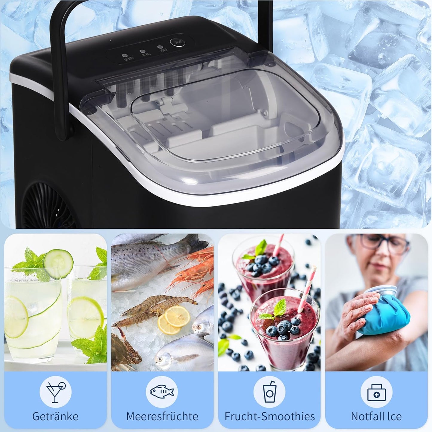 Eiswürfelmaschine mit Selbstreinigungsfunktion