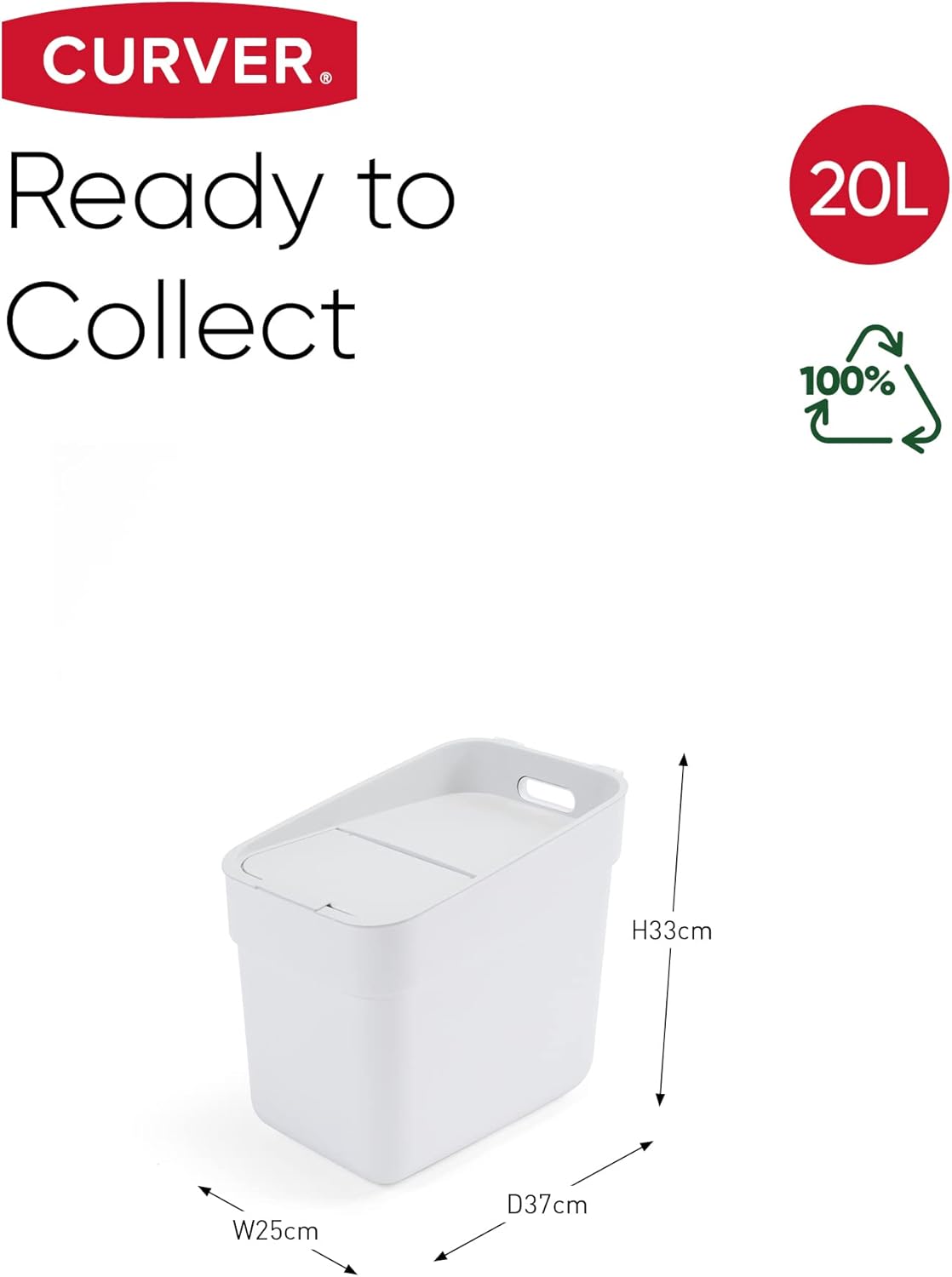 Mülleimer für Wandmonate oder frei stehend, inkl. Müllbeutelhalterung, 20 L Weiss