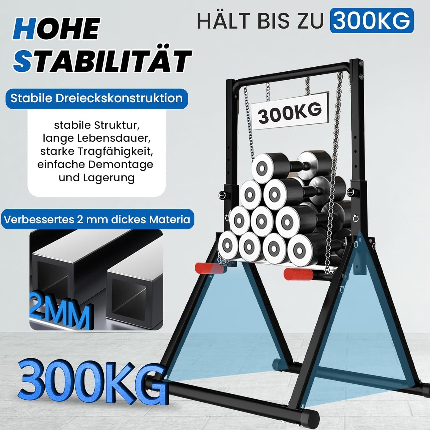 Faltbare Power Tower Dip Station, Schwarzer Stil 2