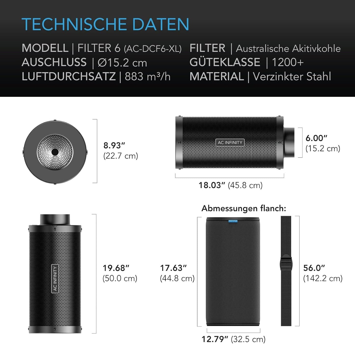 Luftkohlefilter, 6"