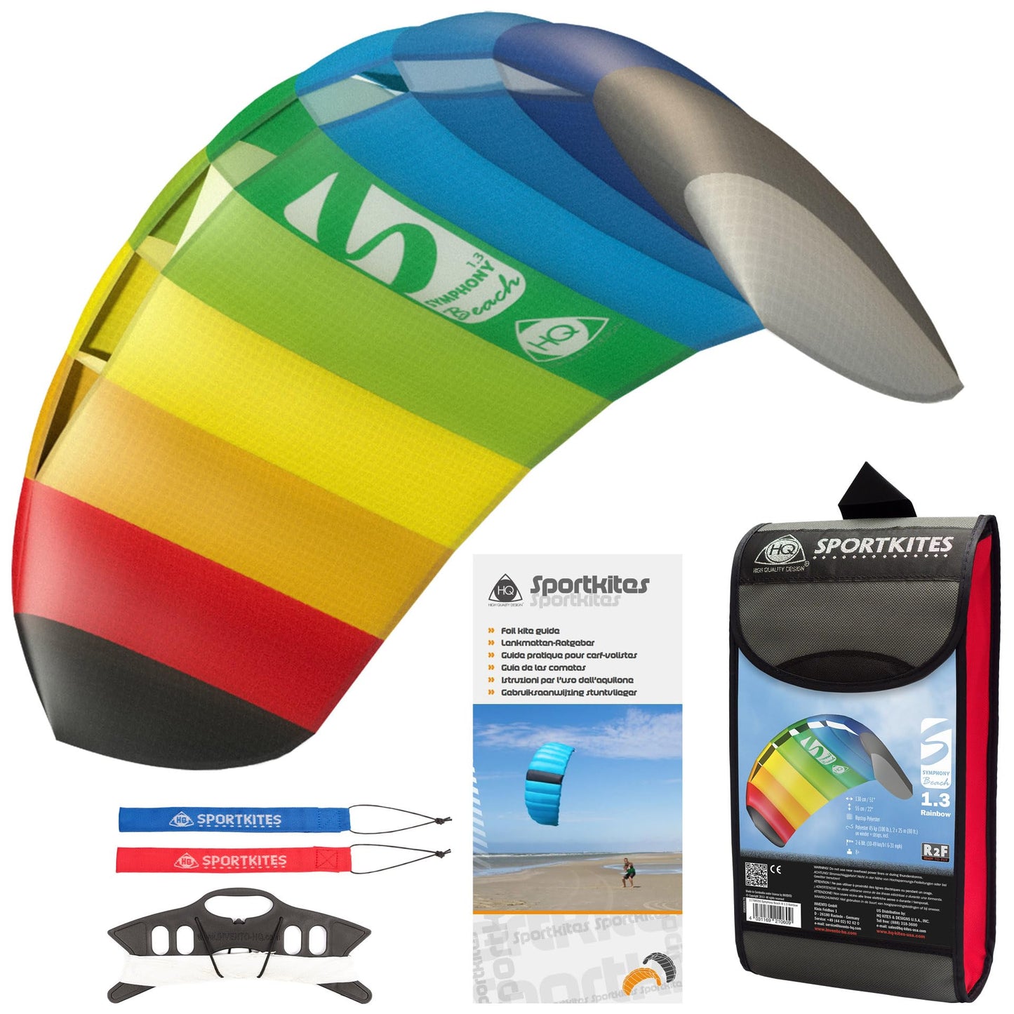 Zweileiner Lenkdrachen Symphony Beach, 1.3 Rainbow