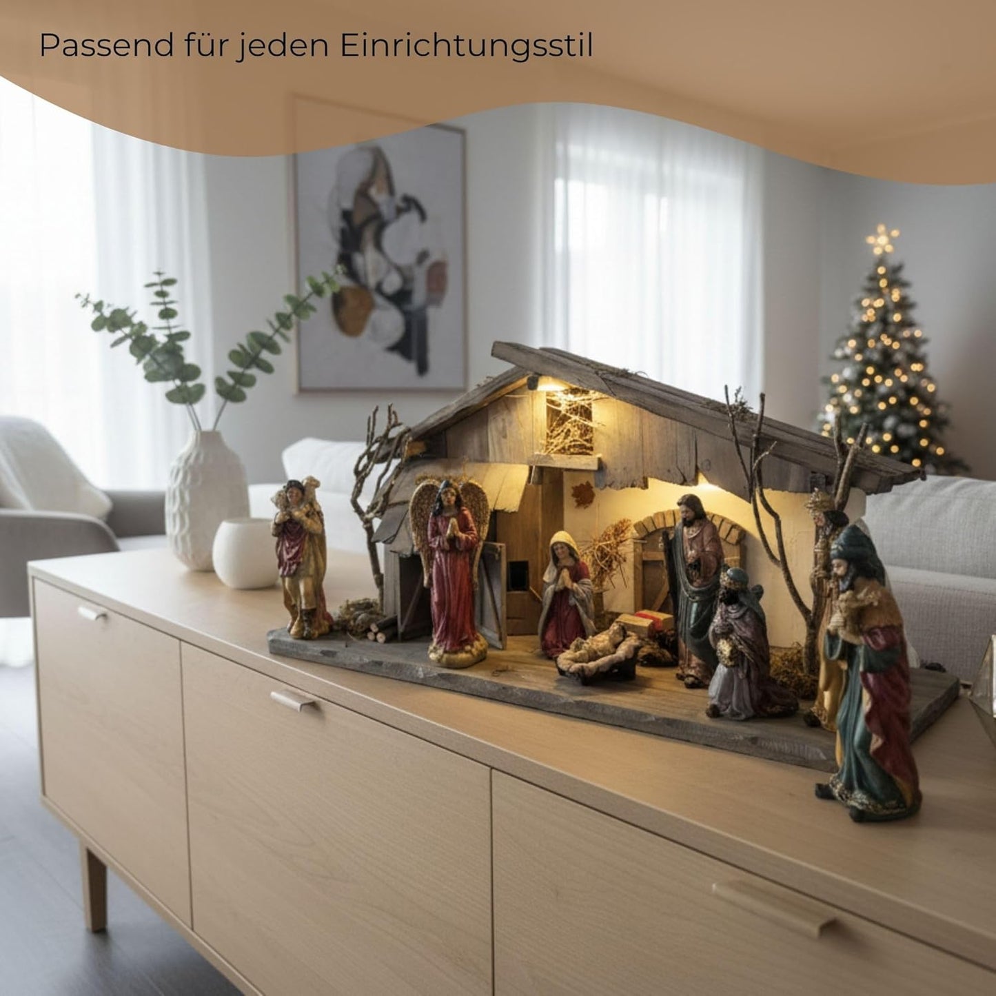 Weihnachtskrippe, XXL Krippe 60 cm