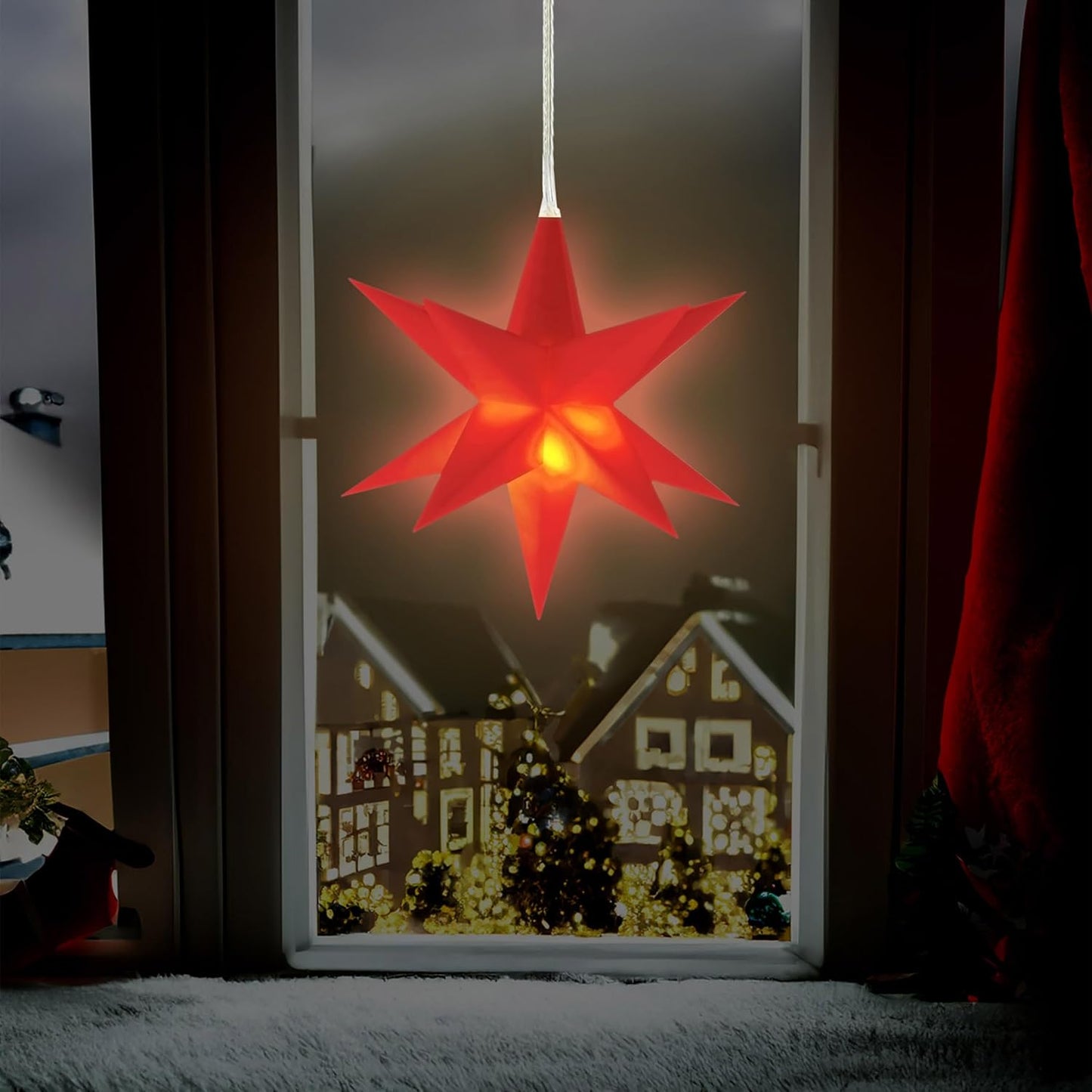3D Weihnachtsstern Set mit Timer, Rot 3er