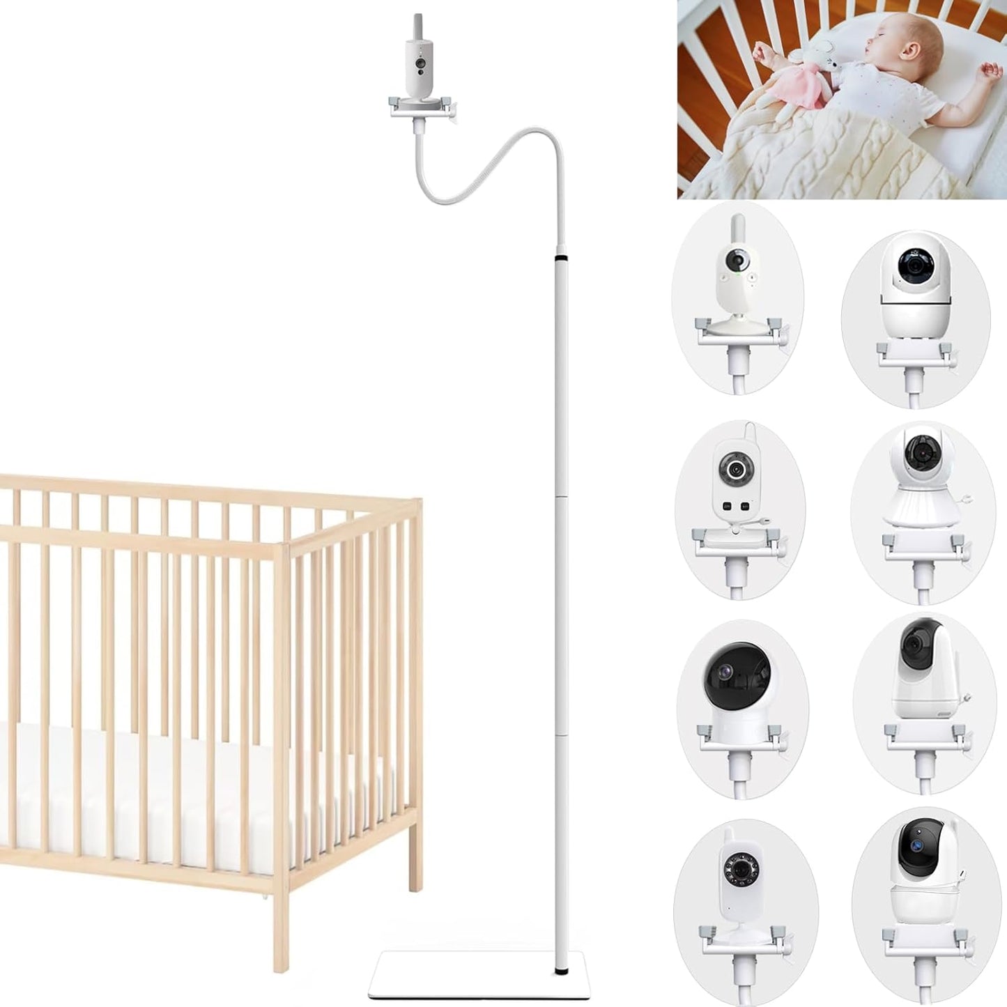 Babyphoneständer mit flexiblem Schwanenhals, 68.8 Zoll