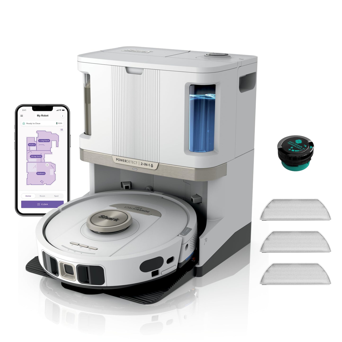 PowerDetect Saugwischroboter, 2 Bürsten / Anti-Micro Pads / 1 Kapsel