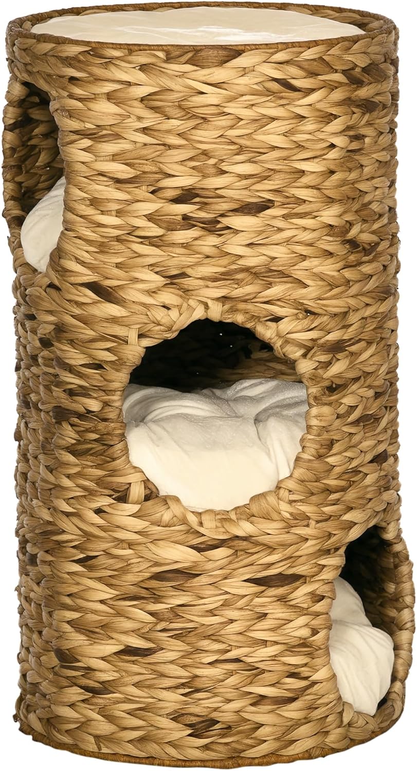 Kratztonne mit Höhlen und Kissen (73 cm), Hellbraun 40L x 40B x 73H cm