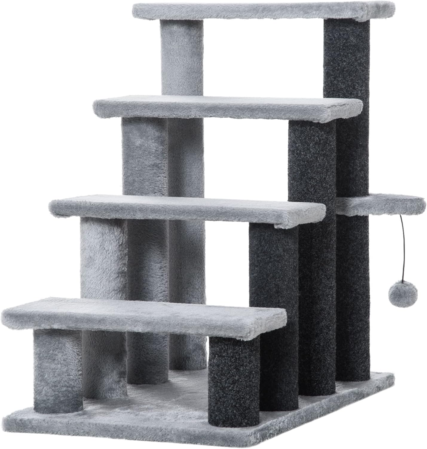 Katzentreppe mit Kratzsäulen und Spielball, 60L x 40B x 64H cm