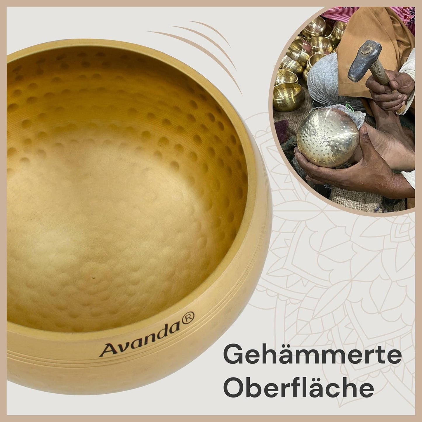Tibetisches Klangschalen-Set für Meditation, 10 cm Rot
