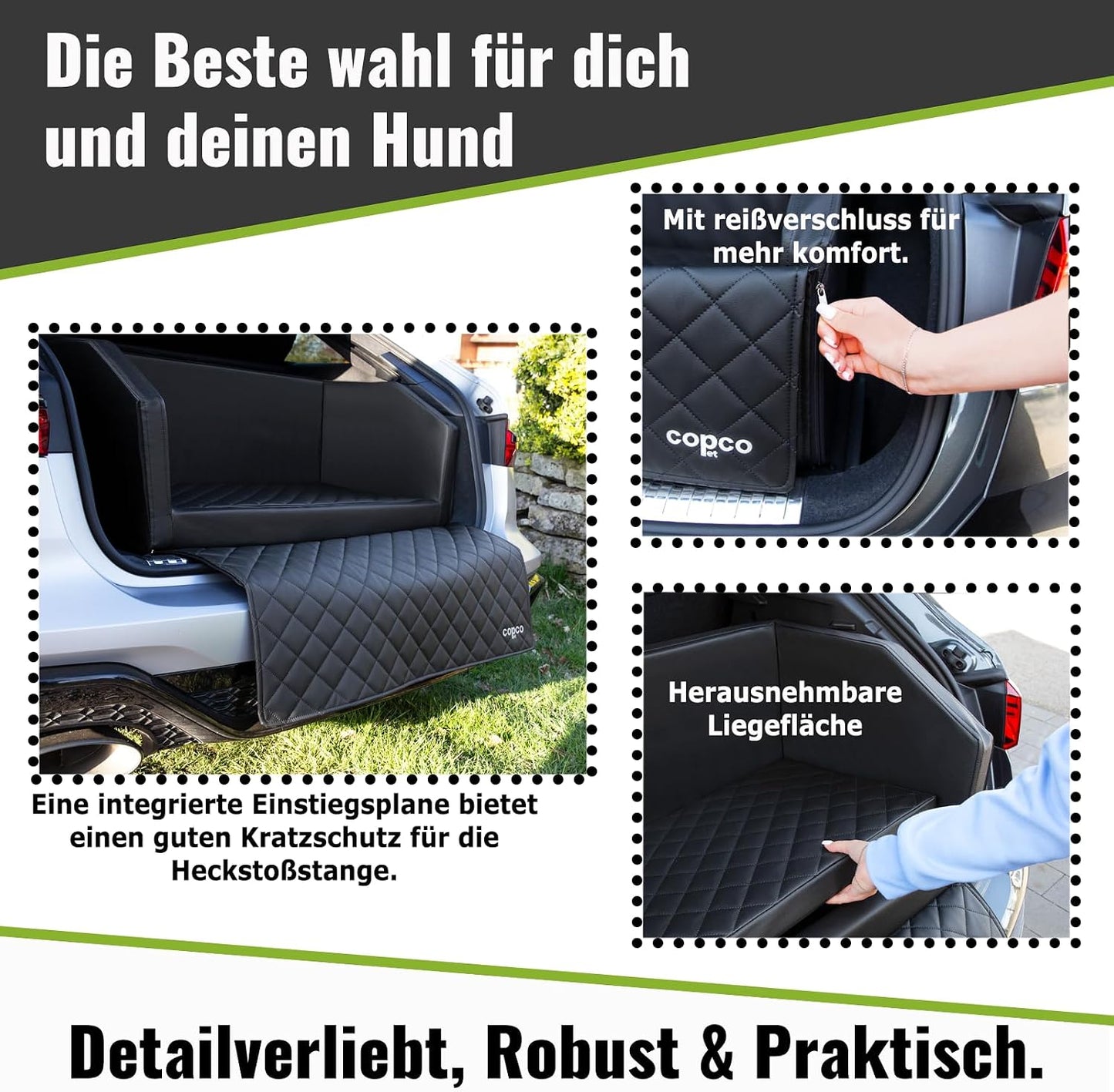 Hundebox mit Kofferraum- und Ladekantenschutz, Braun/Schwarz ca. 70 x 55 cm