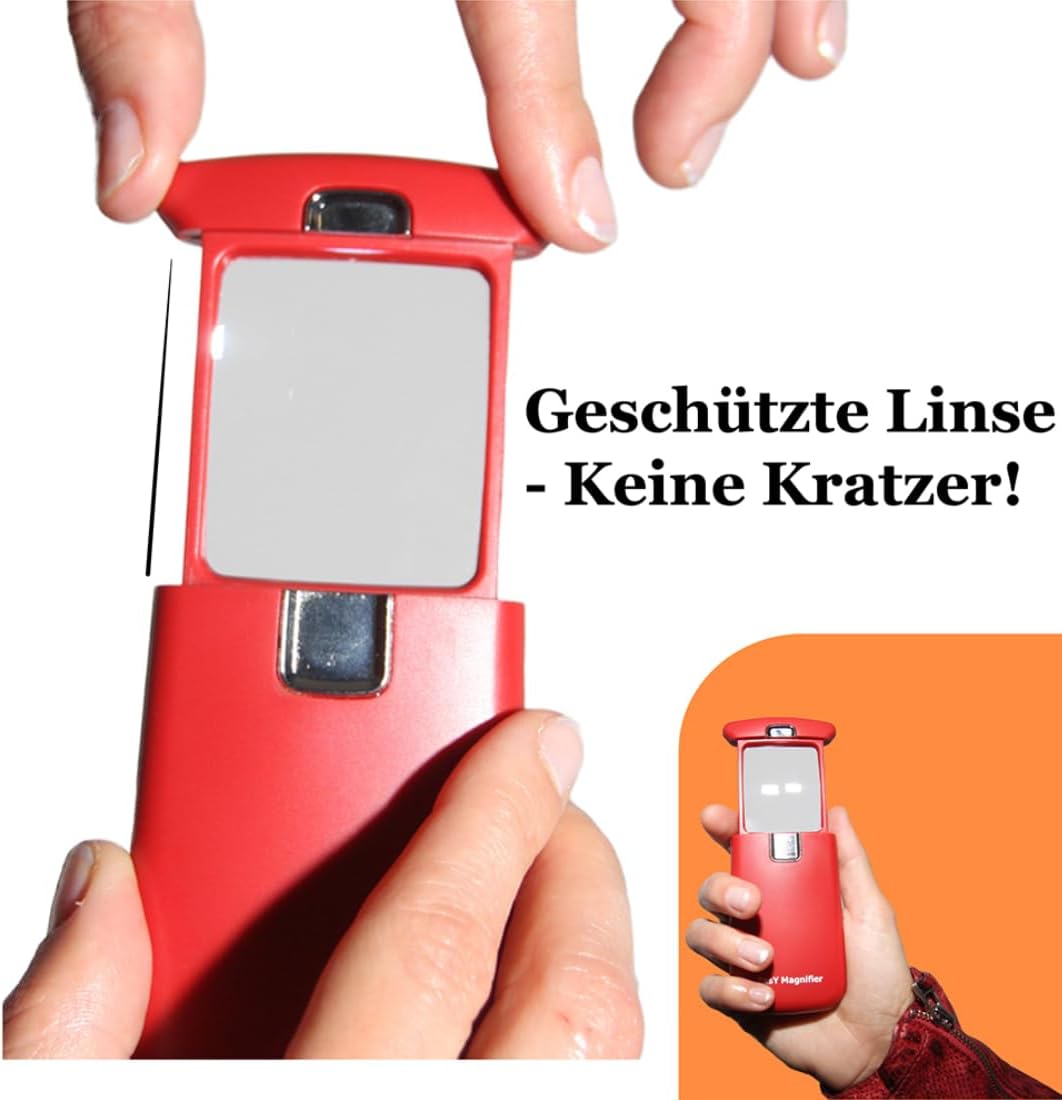 Beleuchtete Leselupe mit LED-Licht, Sedona Red