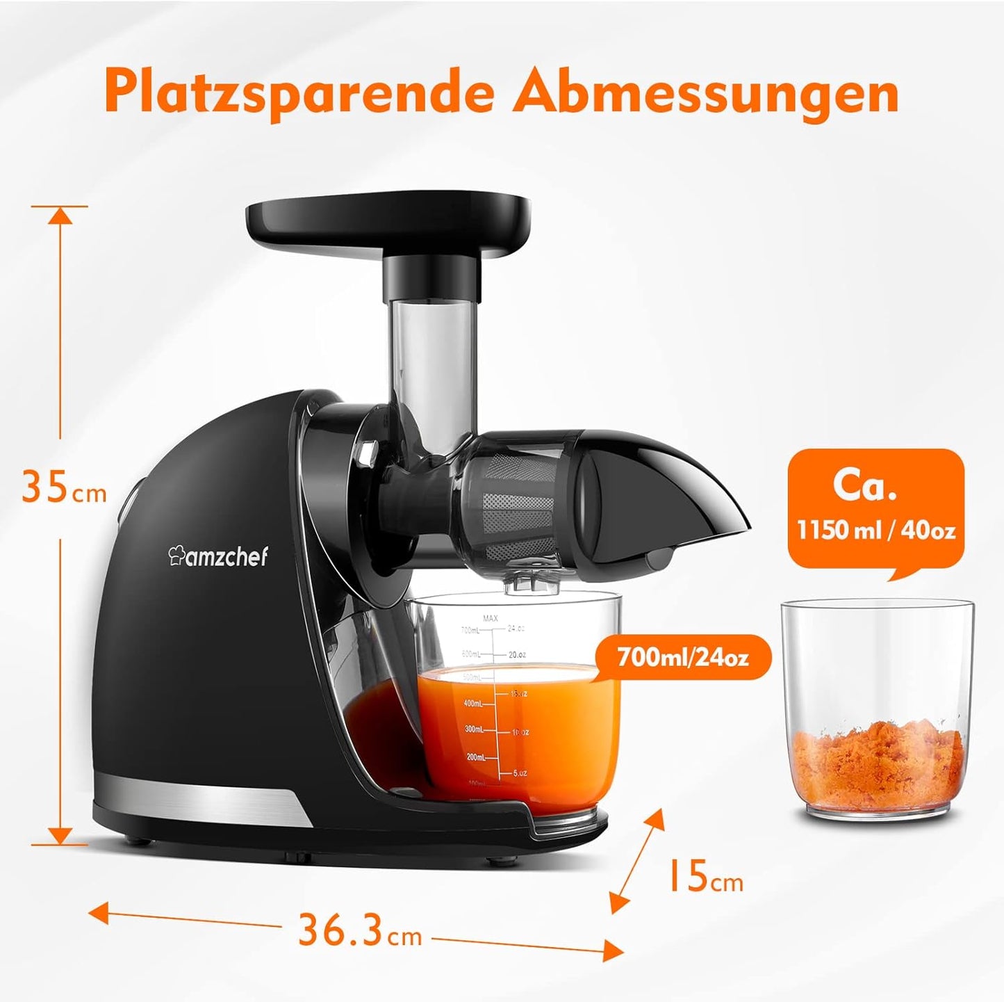 Slow Juicer, Mattschwarz|Medium